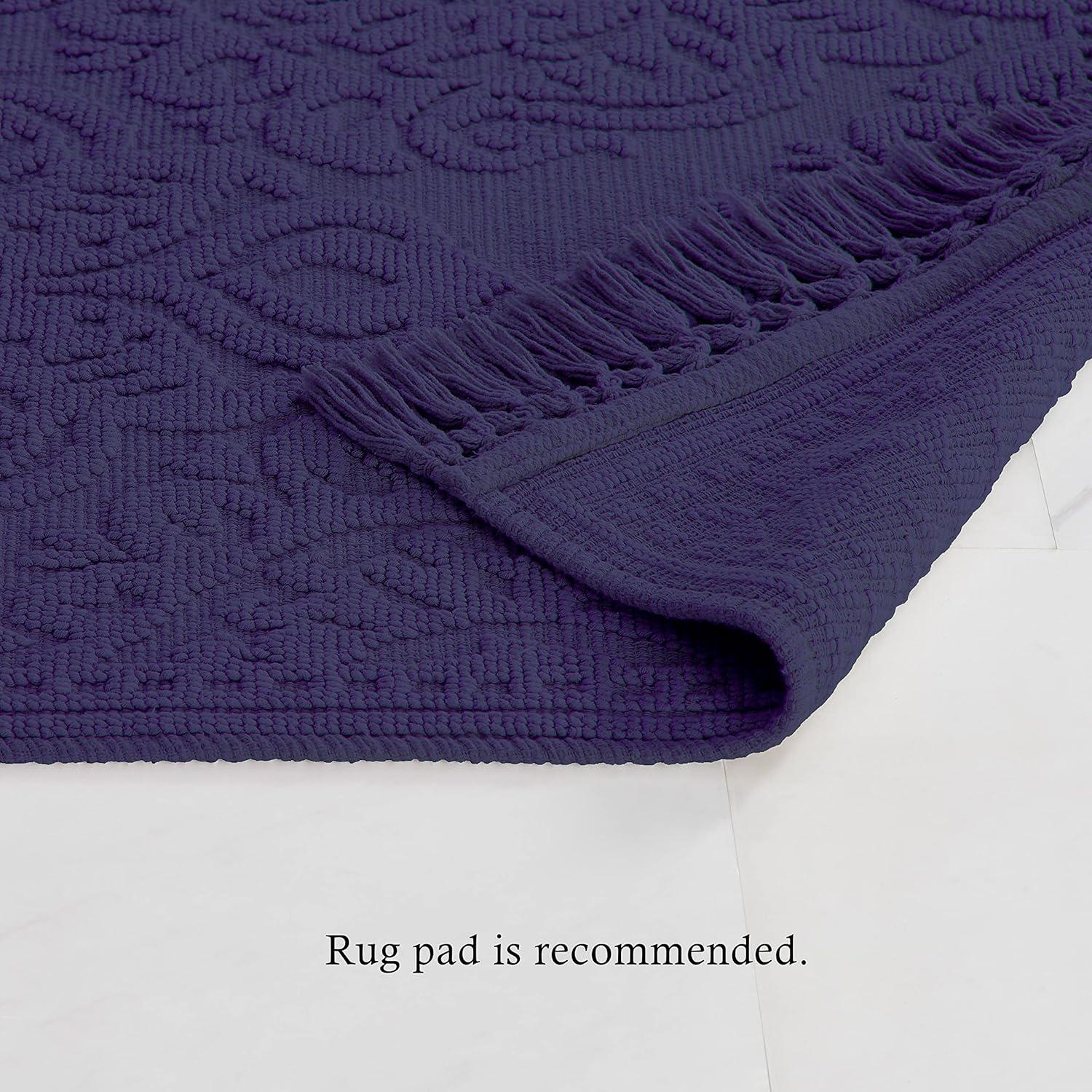 Jean Pierre Ricardo Cotton Fringe 2-Piece Bath Rug Set, Indigo