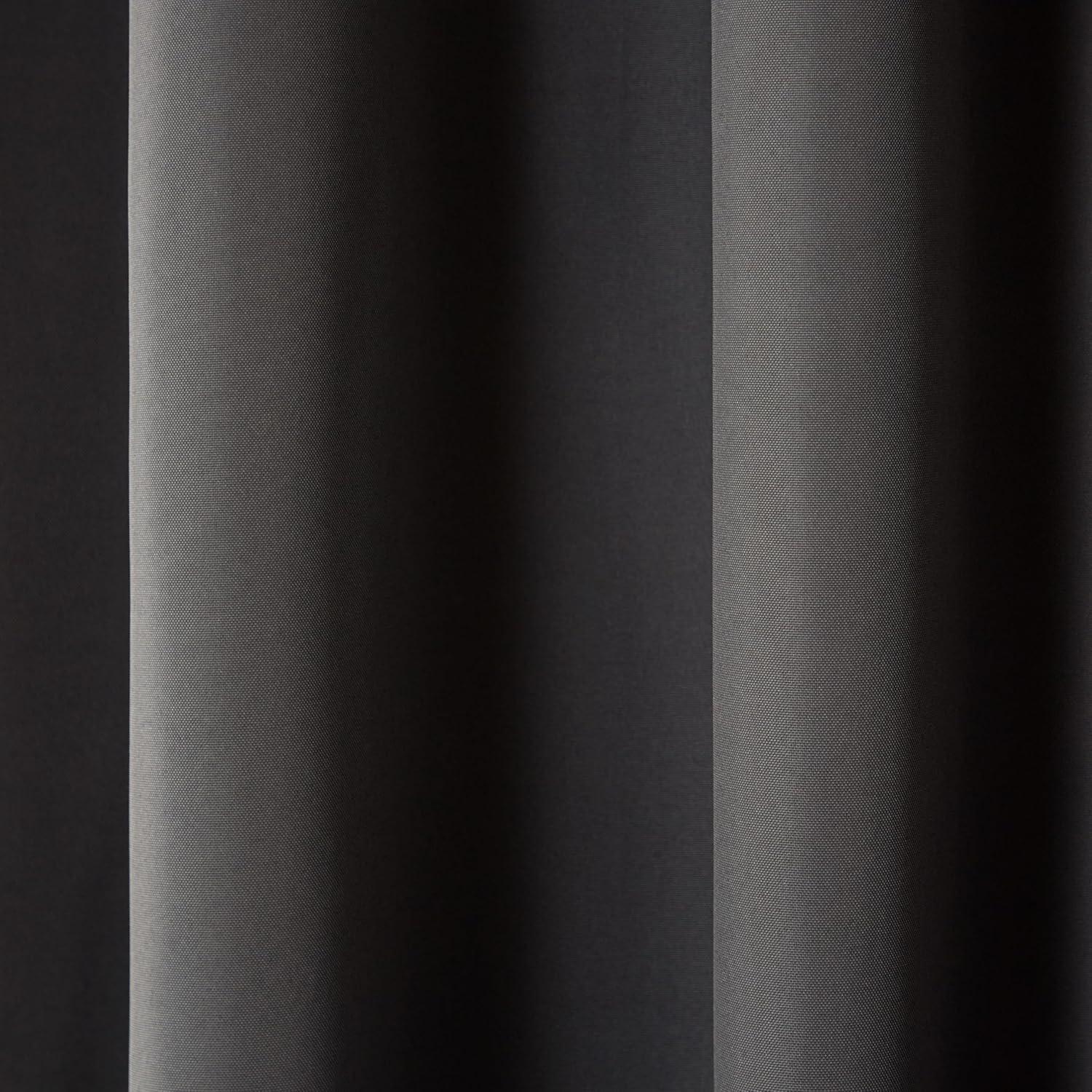 TOWN & COUNTRY BASICS Cabana Solid Heavyweight Indoor Outdoor Curtains, Light Filtering Opacity with Grommet Top, Water Repellent, 2-Pack Set, 54"x108", Charcoal