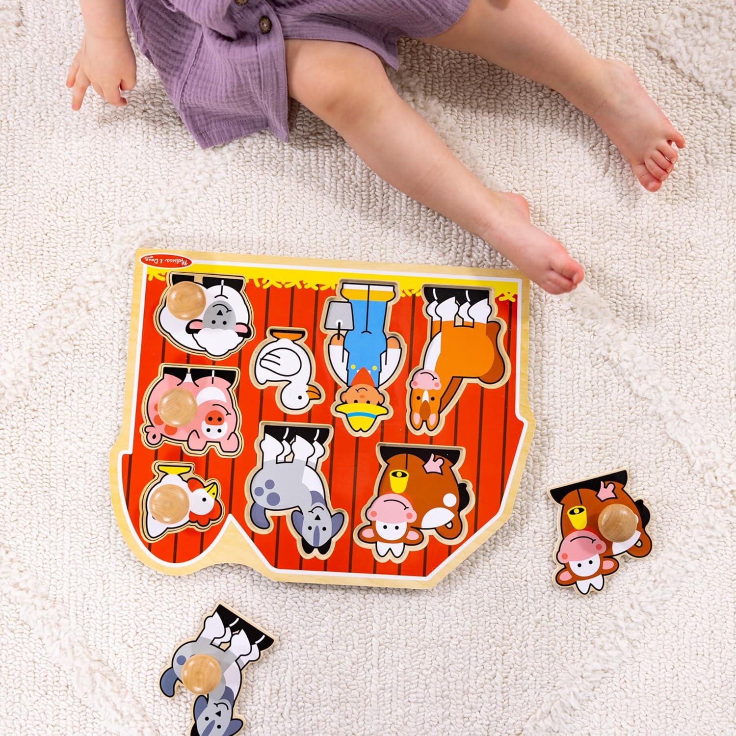 Melissa & Doug Farm Animals Jumbo Knob Wooden Puzzle (8pc)