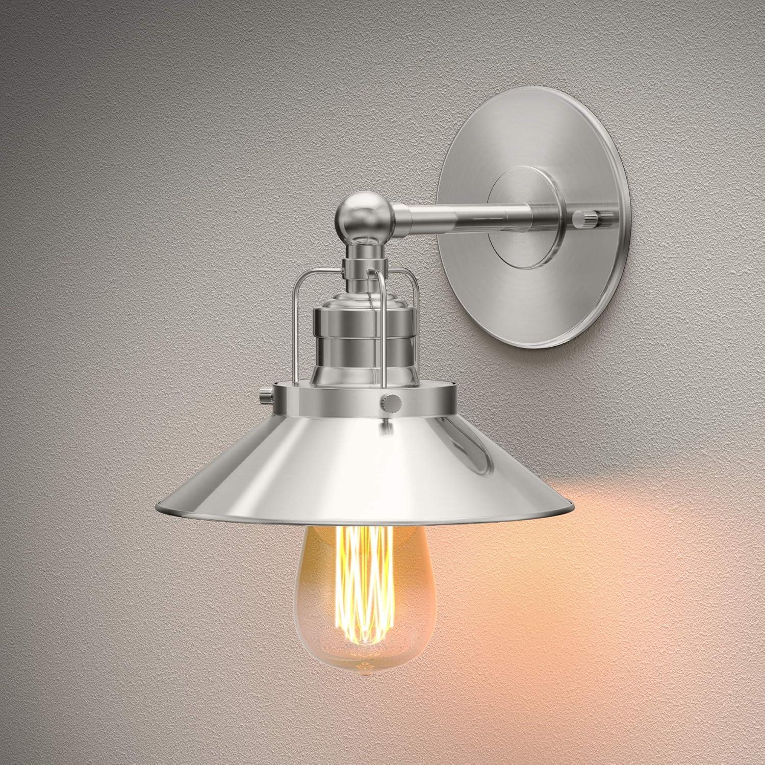 Chrome Polished Metal Single Sconce with Edison Bulb