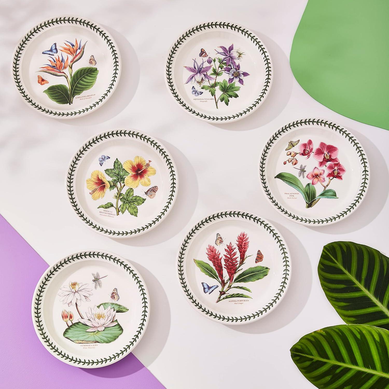 Exotic Floral Ceramic Salad Plates Set of 6