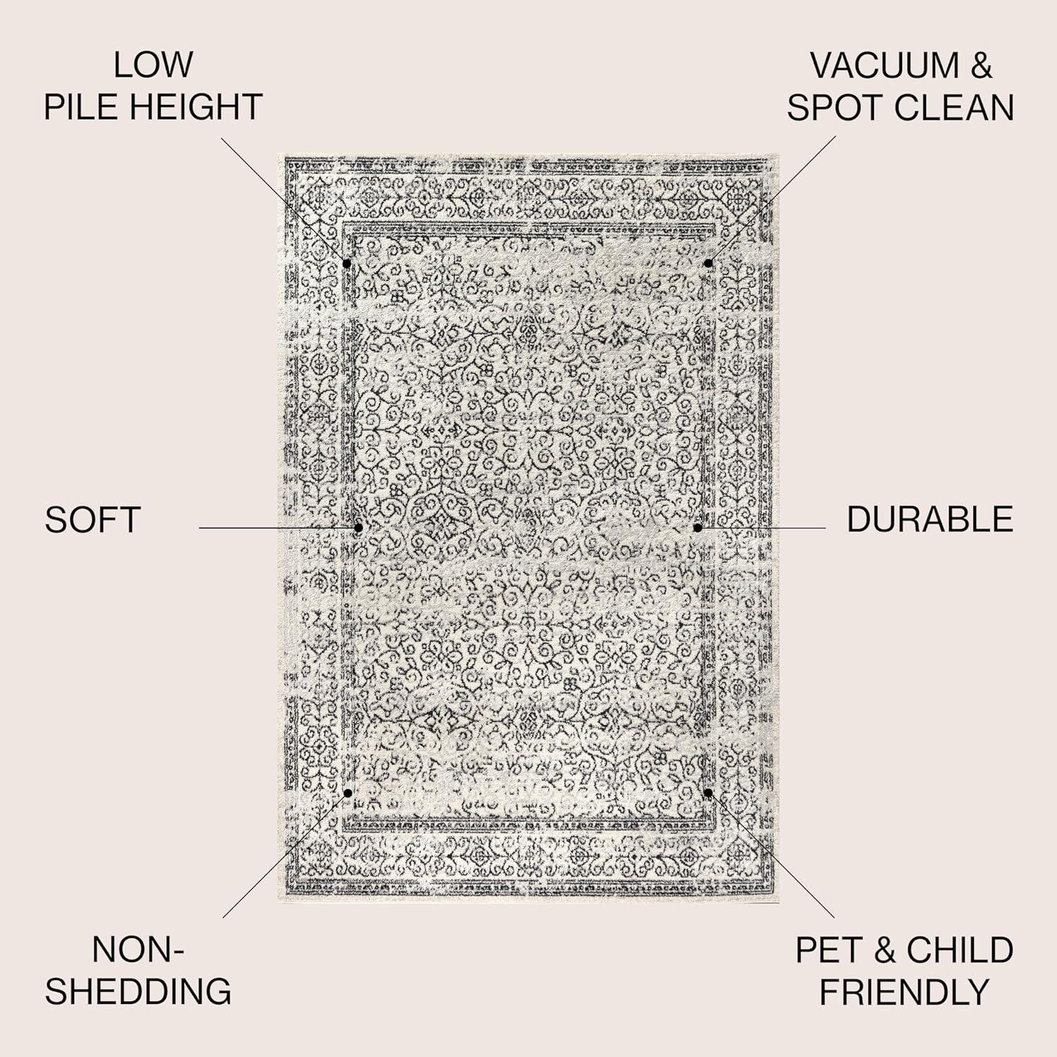 8'x10' Ferro Filigree Charcoal Black and White Area Rug, Gray/Black - JONATHAN Y