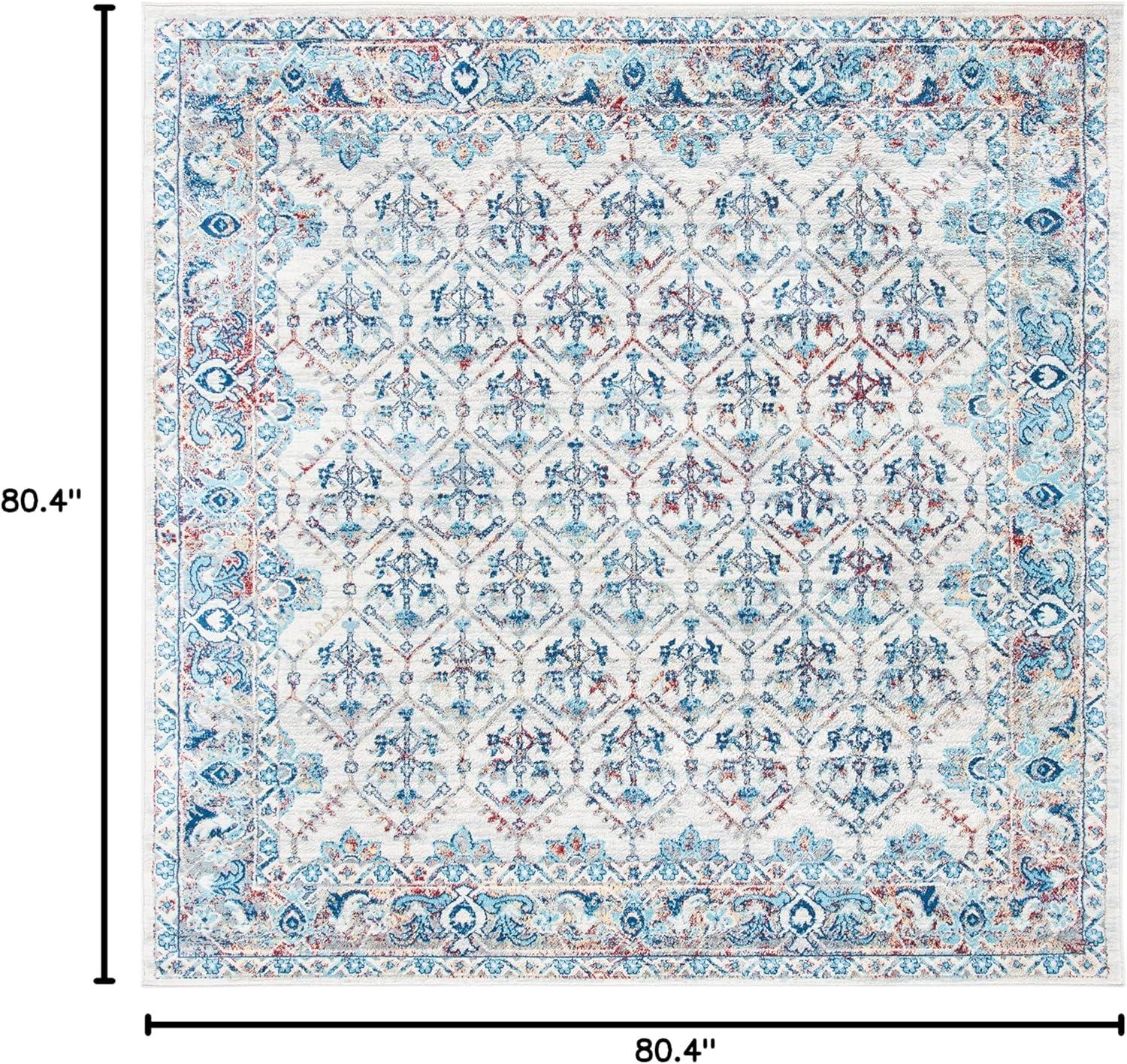 Brentwood BNT869 Power Loomed Area Rug - Ivory/Blue - 6'7"x6'7" - Safavieh.