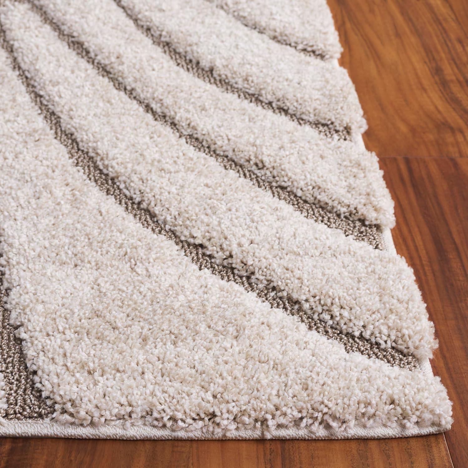 SAFAVIEH Florida Tamzen Abstract Shag Area Rug, Cream/Beige, 6'7" x 6'7" Square