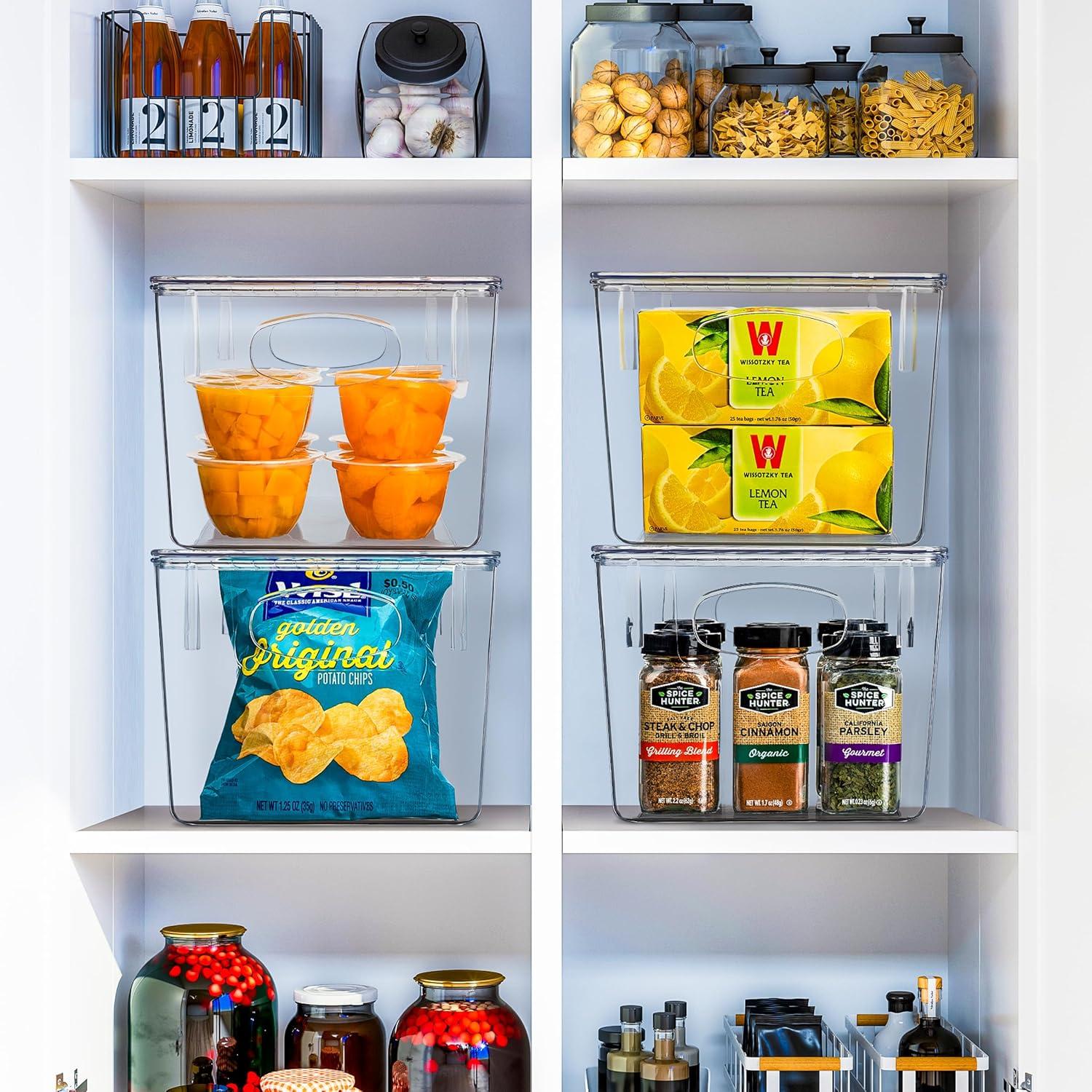Sorbus Large Plastic Storage Bins with Lids - for Kitchen Organization, Pantry/Storage Organizers, Fridge Organizer - Clear Storage Bins (4 pack)