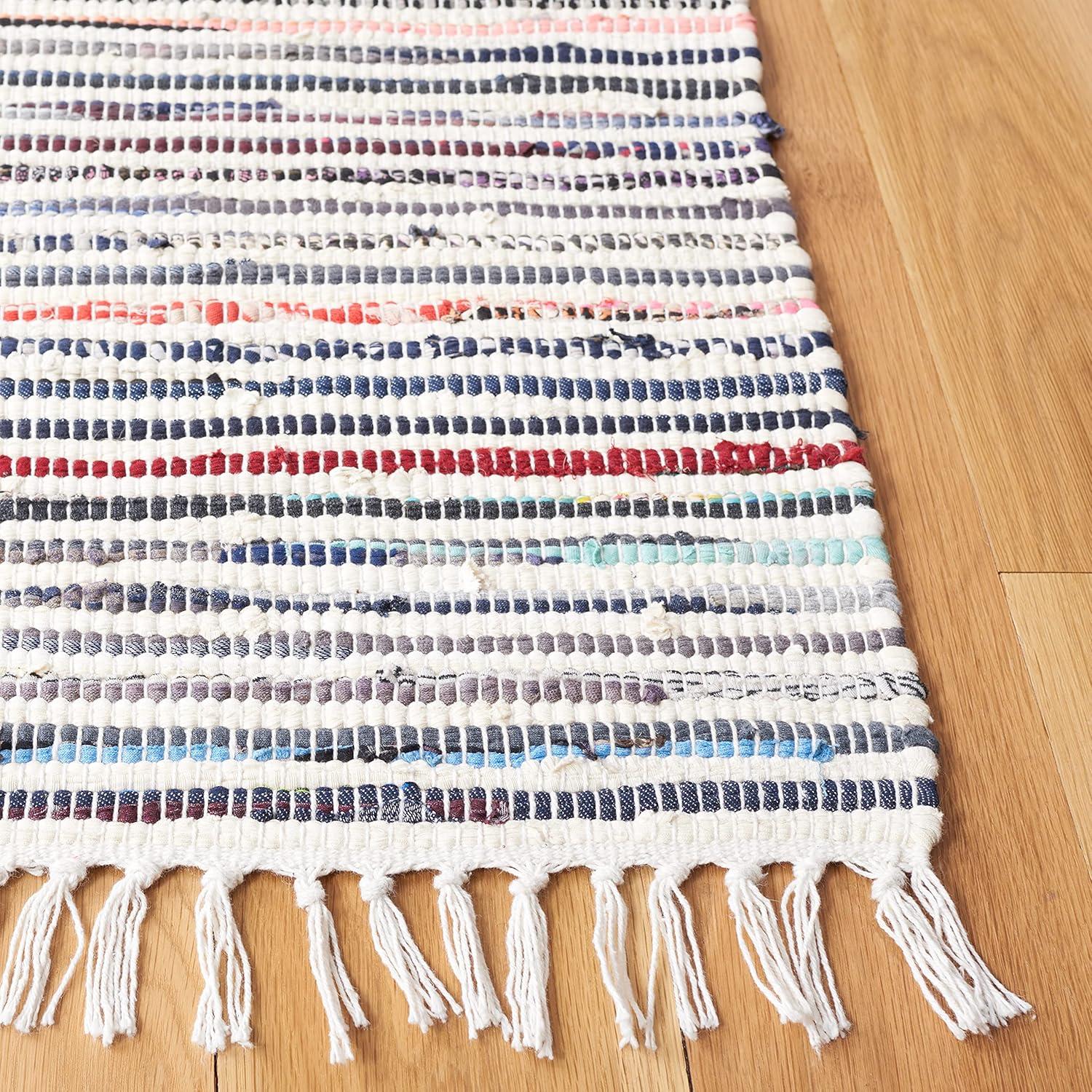 Rag Rug RAR125 Hand Woven Indoor Accent Rug - Ivory/Multi - 3'x5' - Safavieh.