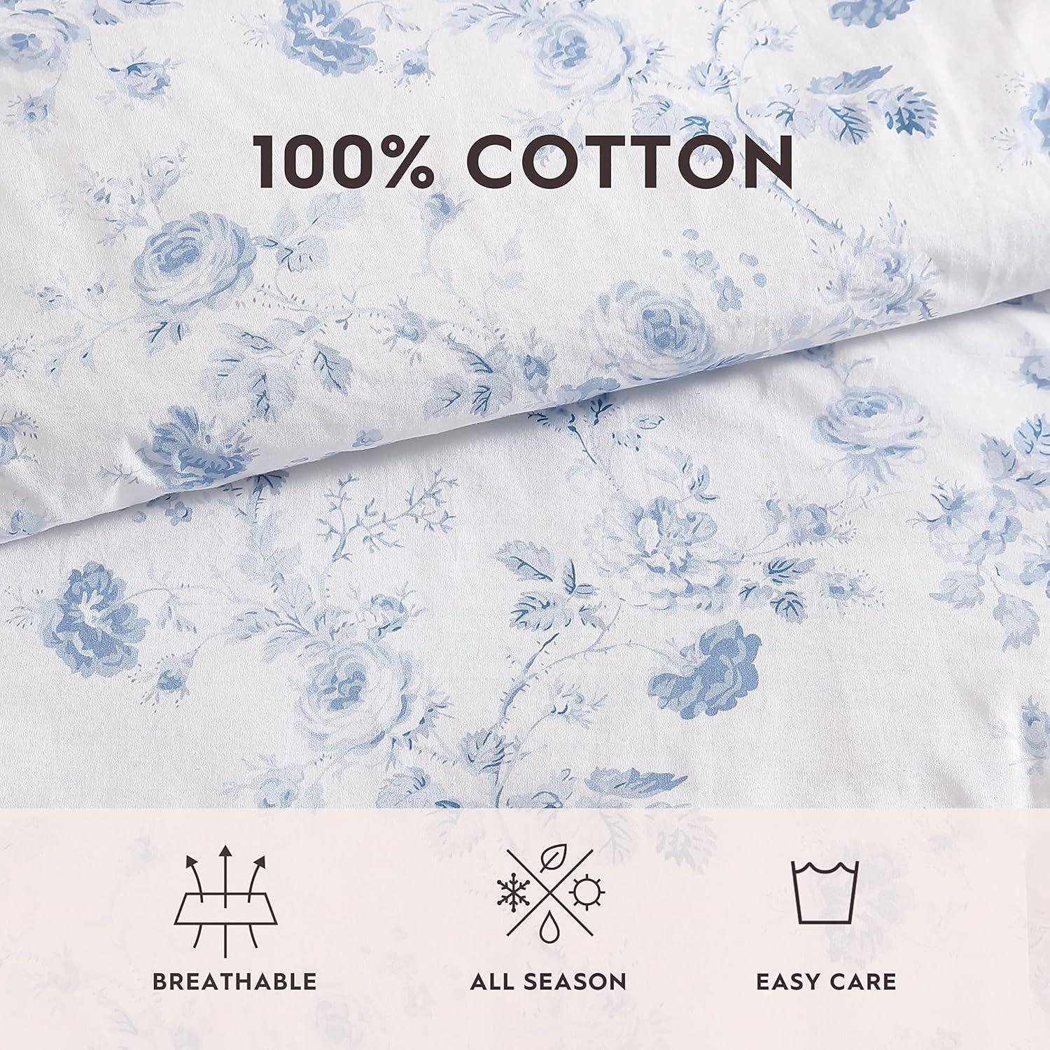 Laura Ashley Laura Ashley Belinda Blue Cotton Comforter Reversible Set