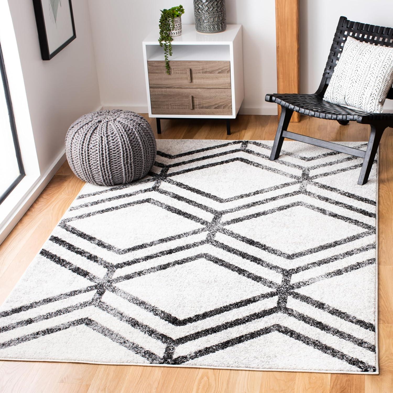 Adirondack ADR253 Machine Made Indoor Area Rug - Ivory/Charcoal - 5'-1"x7'-6" - Safavieh