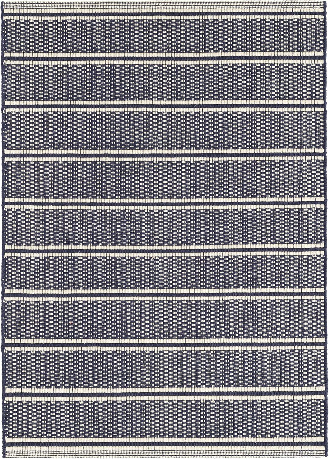 Archer Navy Handwoven Cotton Rug