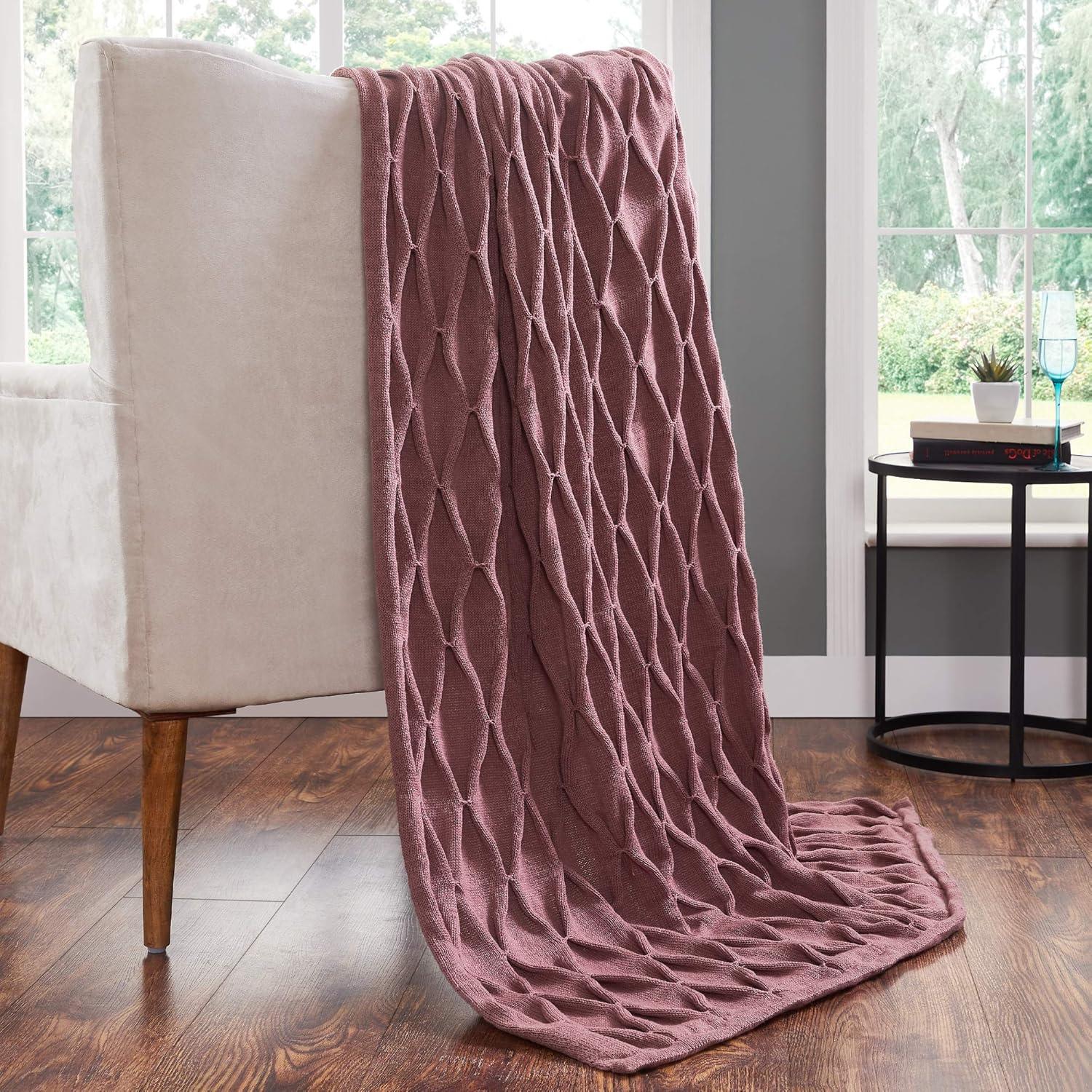 Rosewood Faux Fur Knitted Reversible Throw Blanket