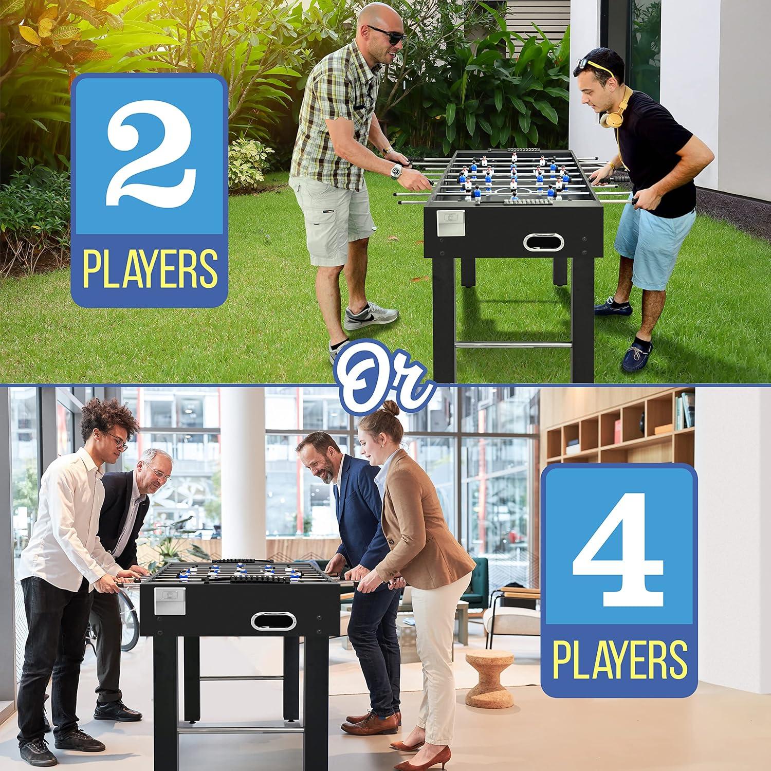 SereneLife 48" Arcade Foosball Table - Home Game Room Soccer Table, Modern Black