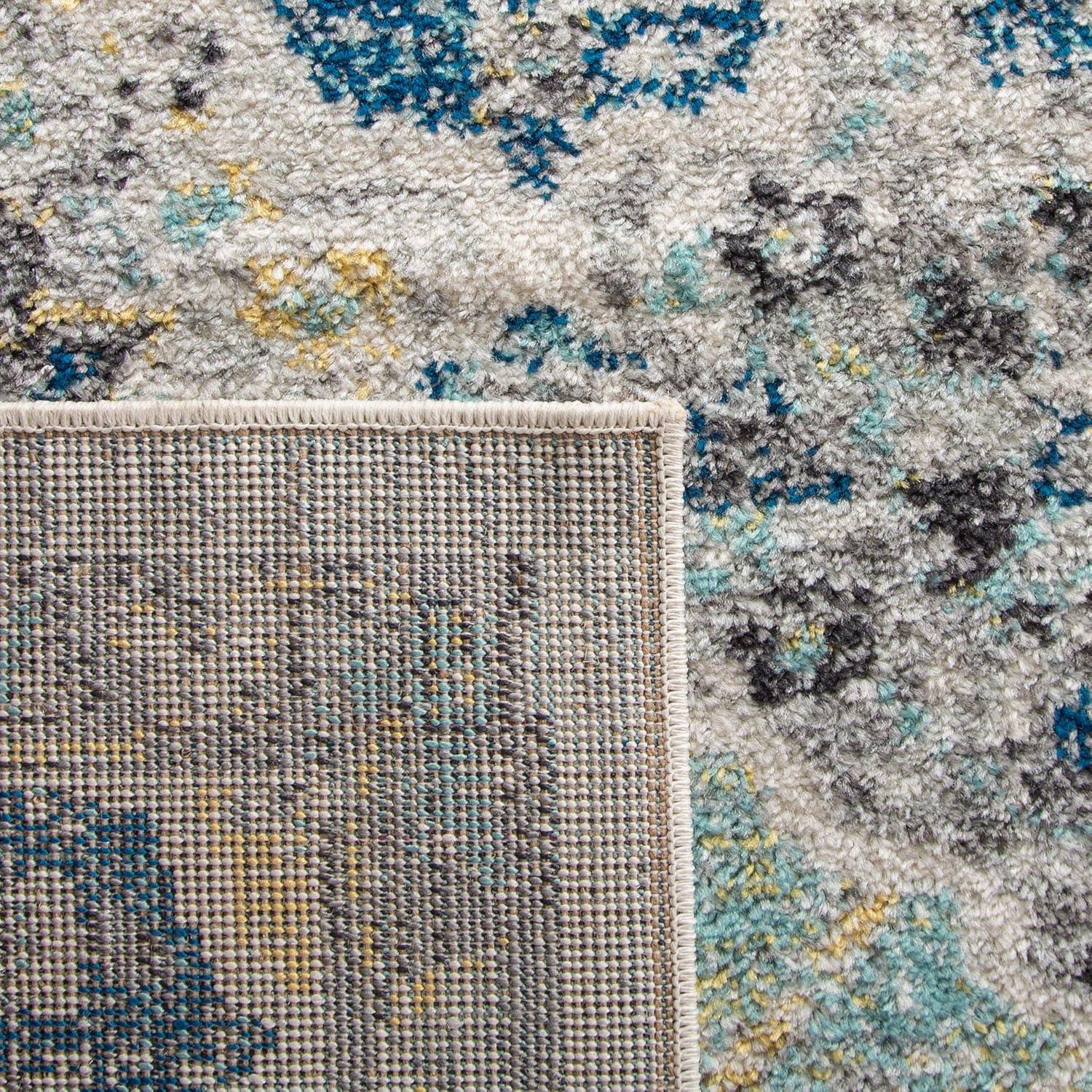 SAFAVIEH Madison Judith Distressed Area Rug, Ivory/Aqua, 12' x 12' Square