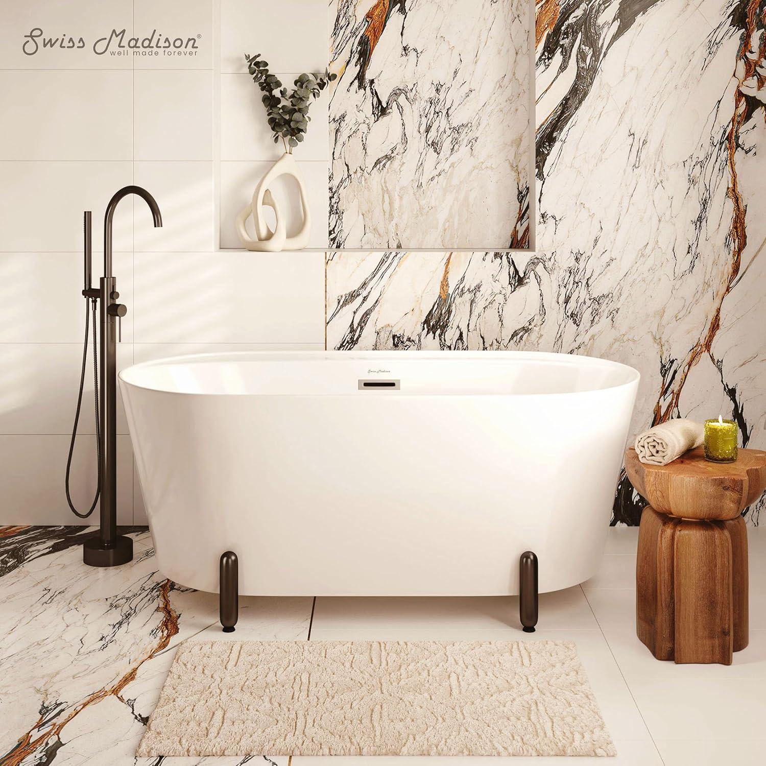 Swiss Madison Monaco 59" Freestanding Bathtub With Matte Black Stand SM-FB1002MB