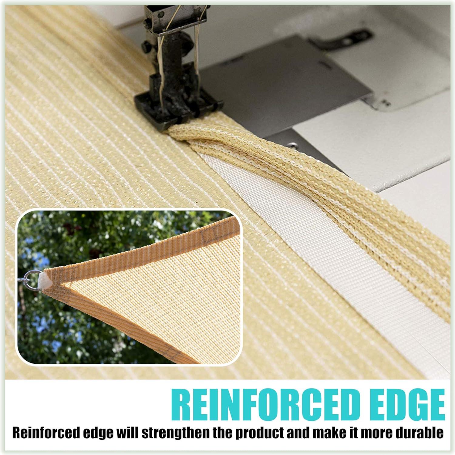 Amgo 12' x 18' Beige Rectangle Sun Shade Sail Canopy Awning UPF50+ AGTAPR0810, 95% UV Blockage, Water & Air Permeable, Commercial and Residential, 3 Years Warranty (We Make Custom Size)