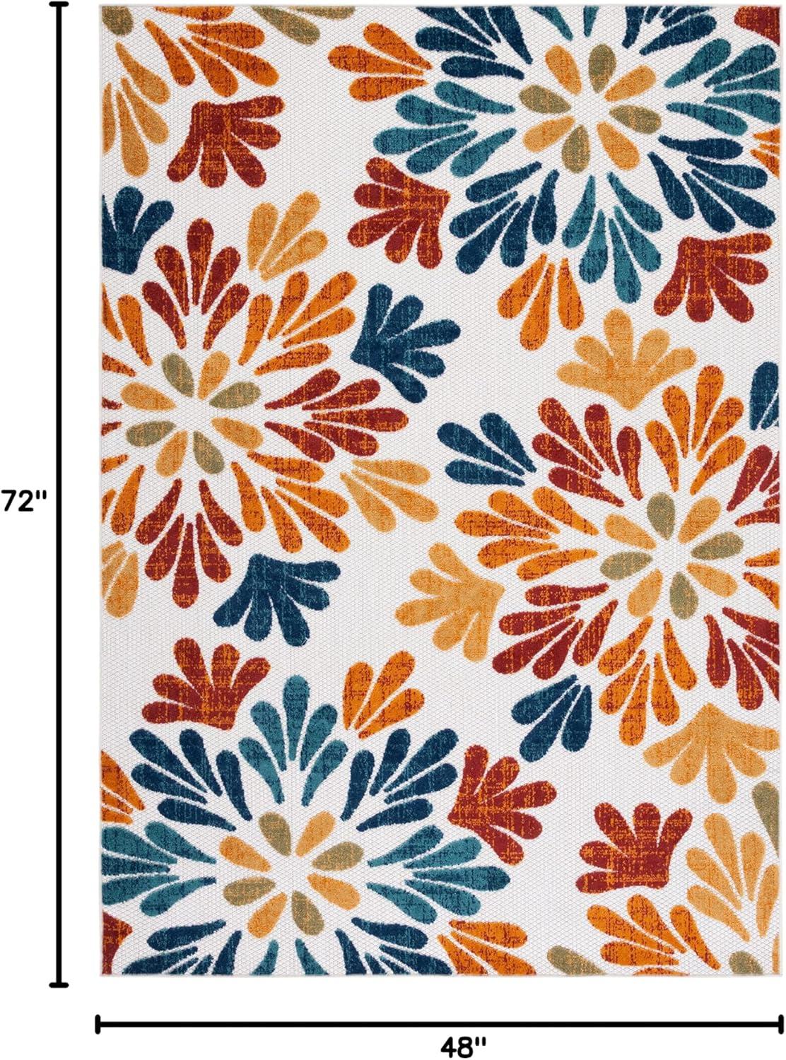 Cabana CBN800 Power Loomed Indoor/Outdoor Area Rug - Creme/Red - 4'x6' - Safavieh