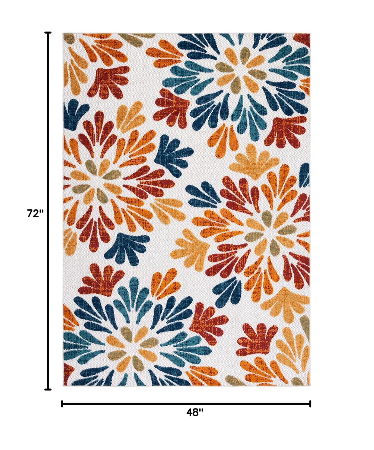 Cabana CBN800 Power Loomed Indoor/Outdoor Area Rug - Creme/Red - 4'x6' - Safavieh