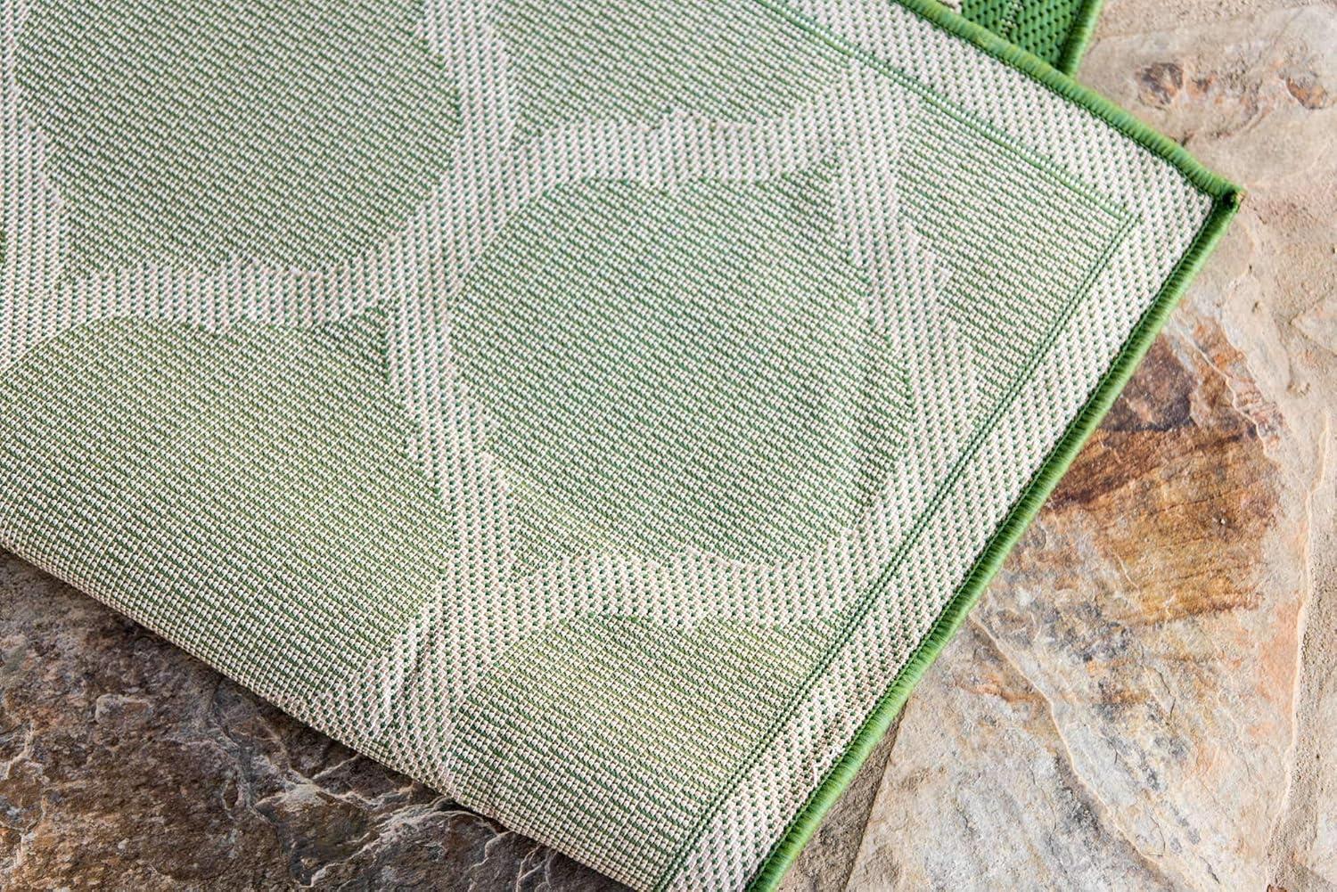 Unique Loom 6' 1 x 9' 0 Beige and Green Outdoor Trellis Moroccan Area Rug