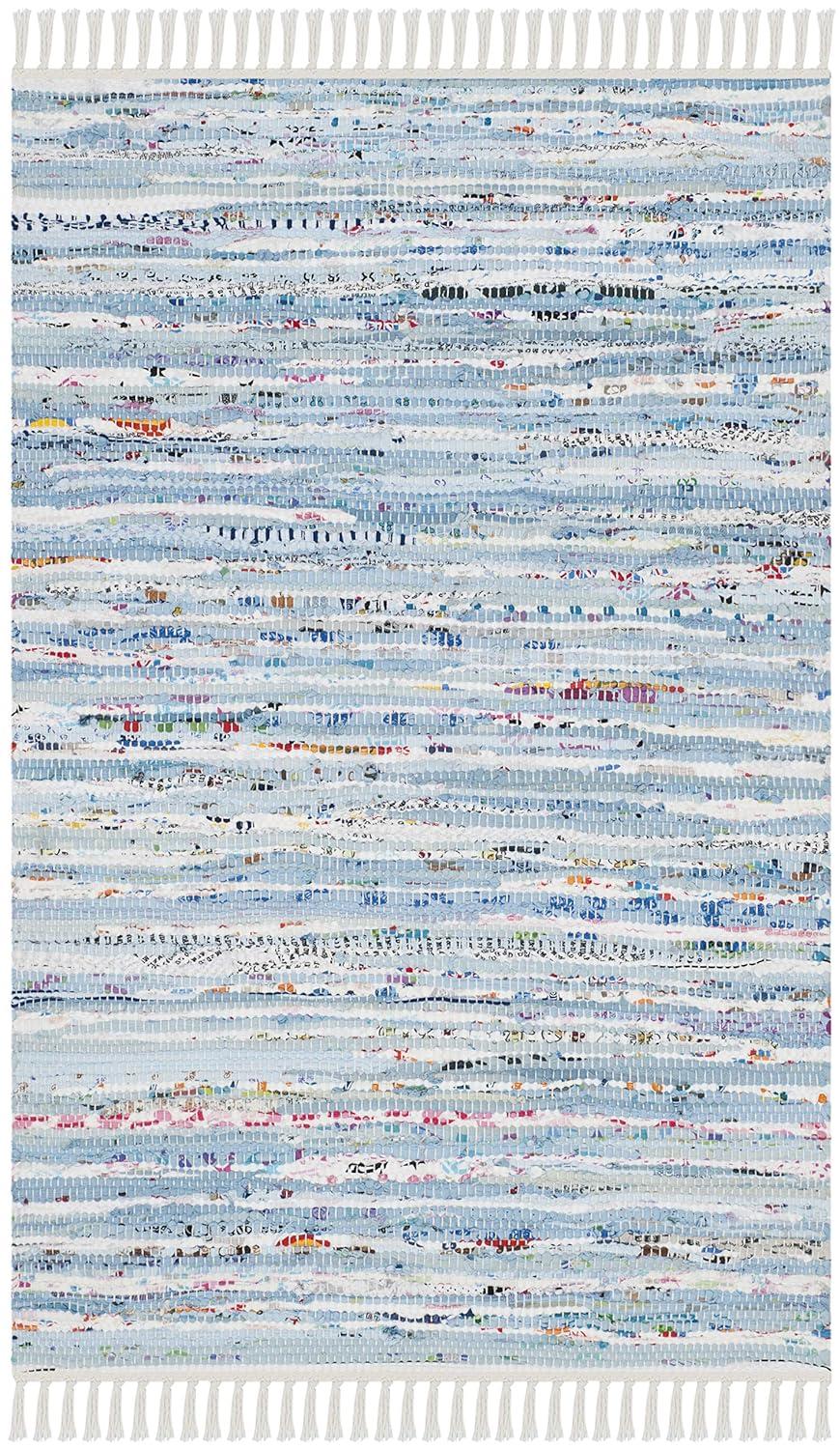 Rag Rug RAR125 Hand Woven Indoor Accent Rug - Light Blue/Multi - 2'x3' - Safavieh.