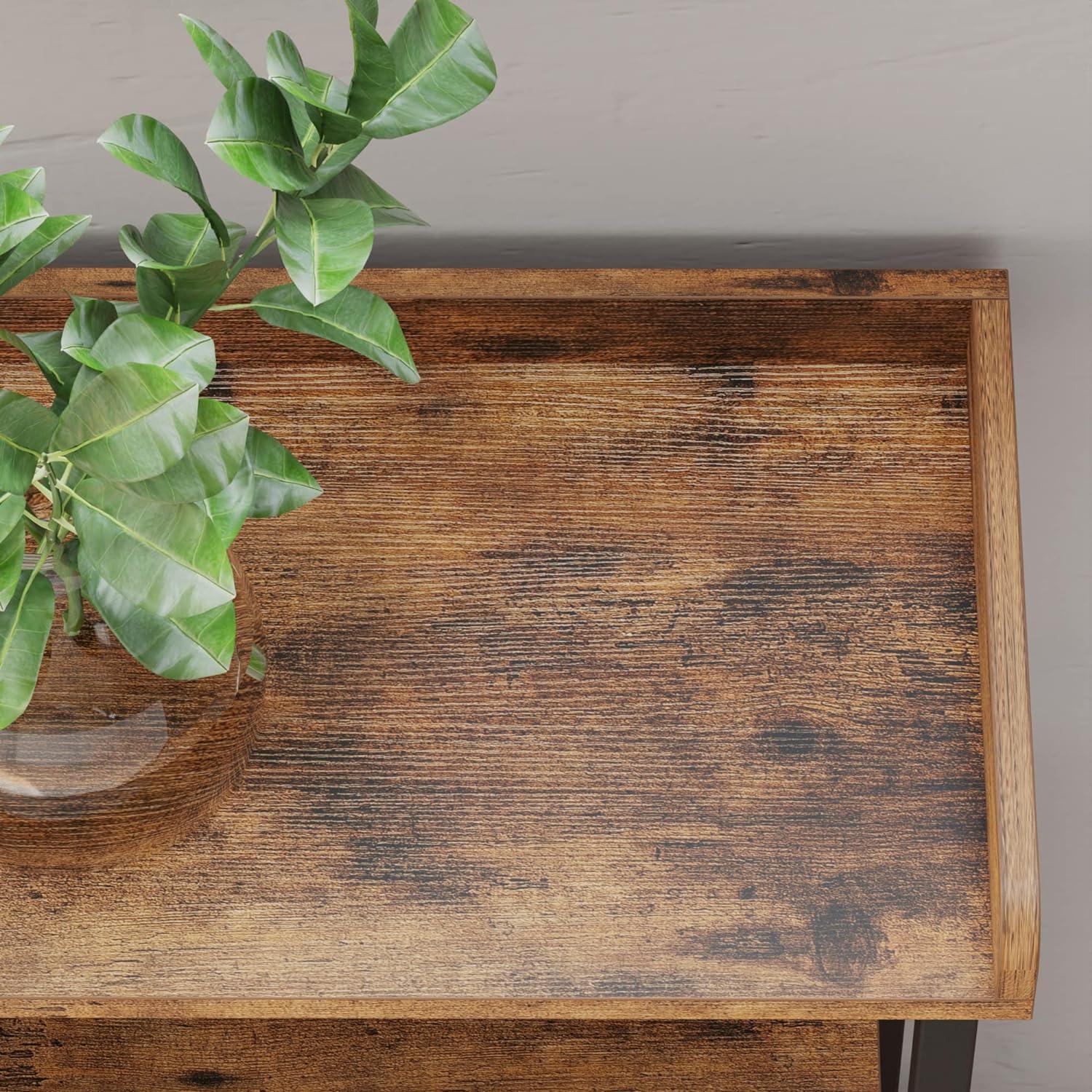 Rustic Brown 43" Console Table with Power Outlet and Storage