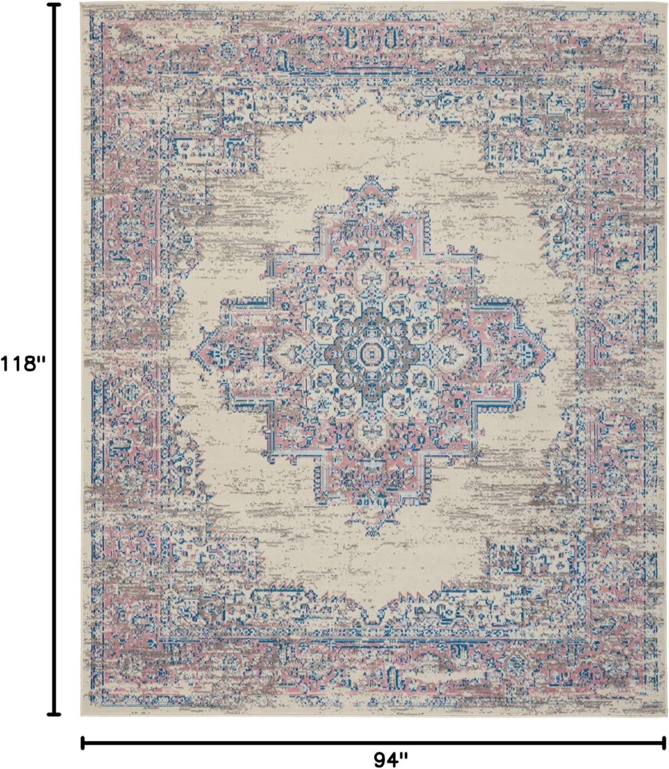 Nourison Grafix GRF14 Ivory/Pink Area Rug 7'10" x 9'10"