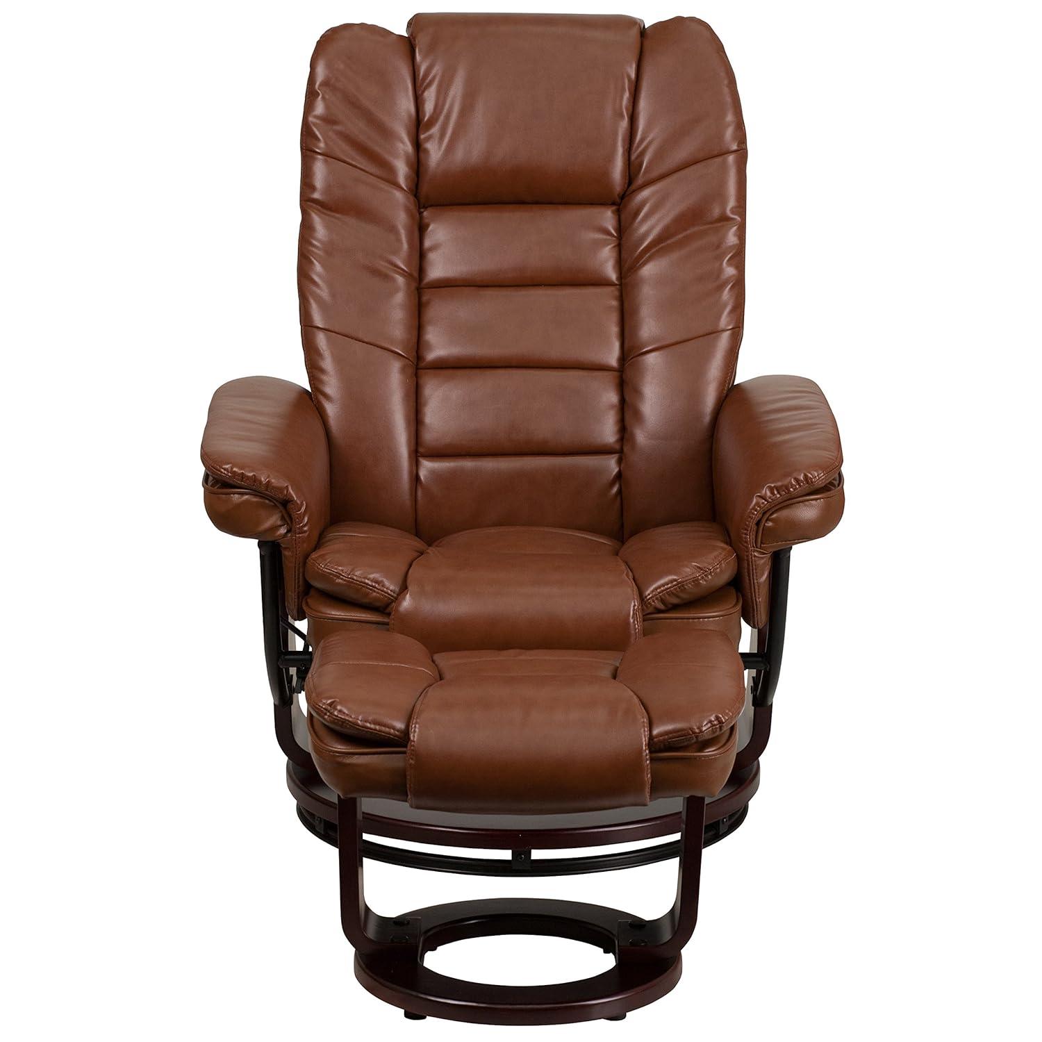 Bowery Hill Contemporary Leather Recliner in Vintage Brown Finish