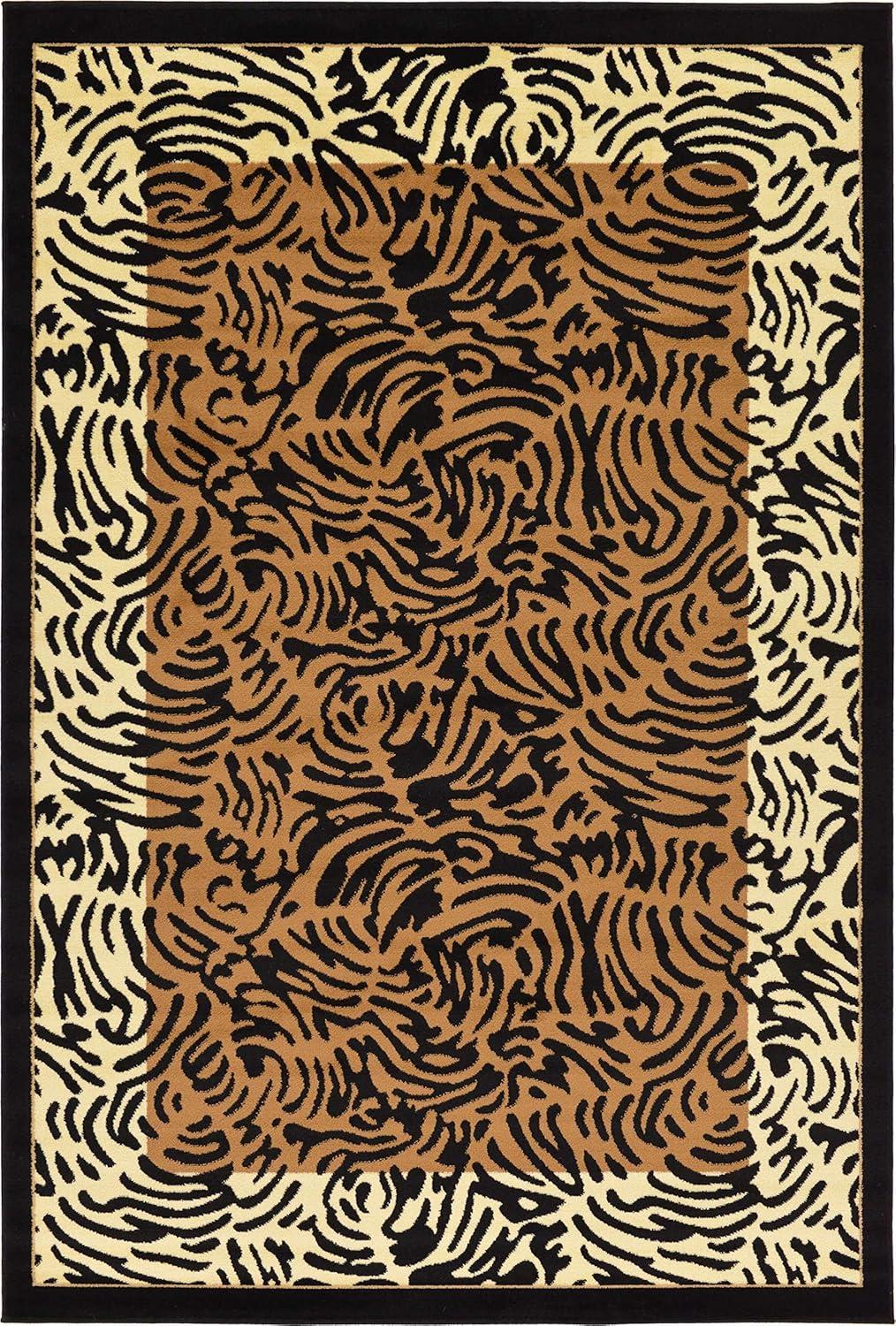 Wildlife Collection Light Brown and Black 6' x 9' Area Rug