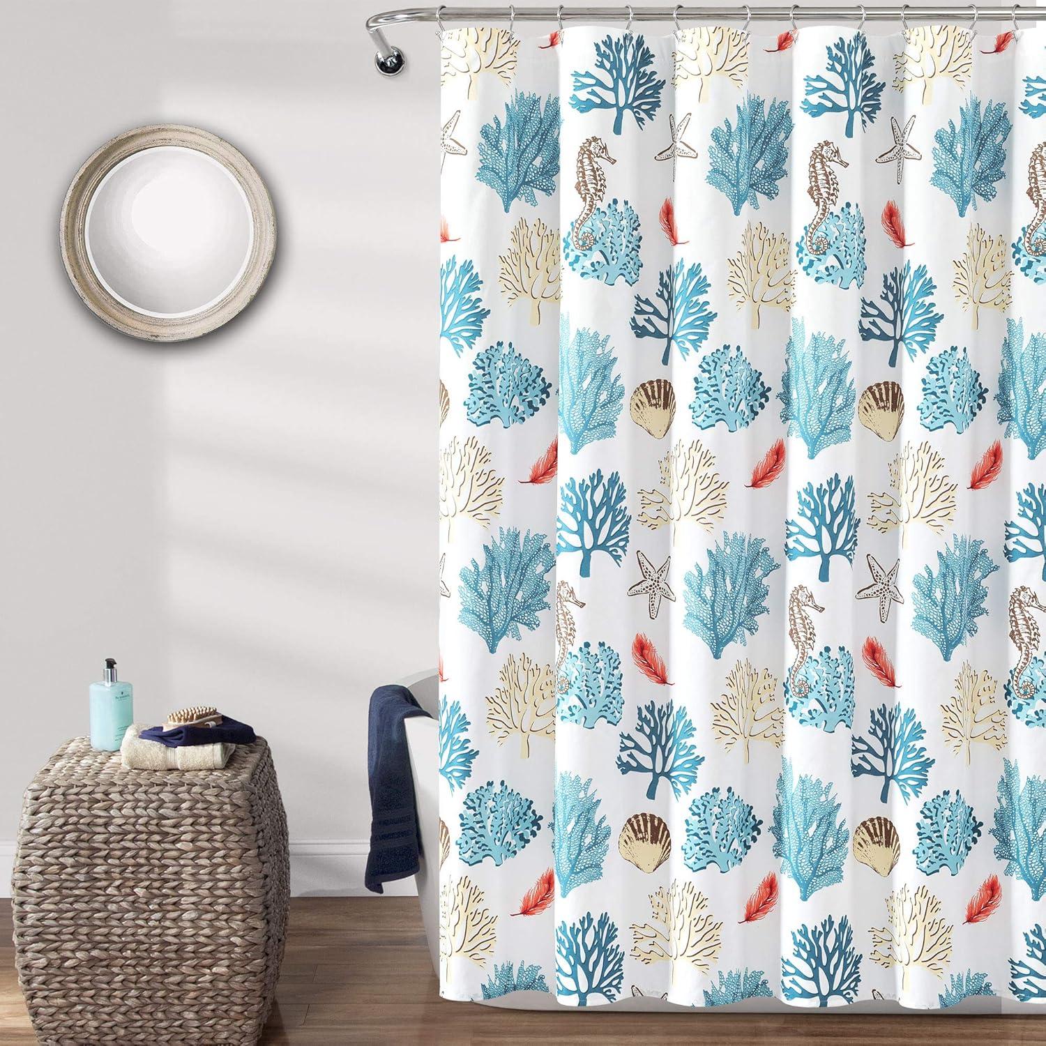 Lush Decor Coastal Reef Feather Shower Curtain