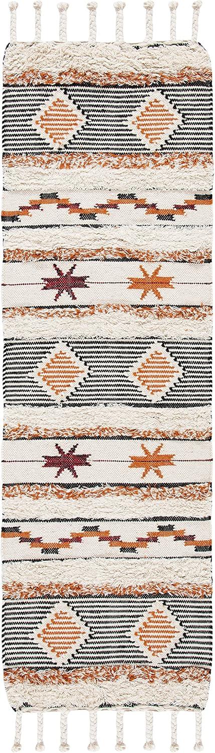 Kenya KNY904 Hand Knotted Runner Rug - Ivory/Black-Orange - 2'3"x8' - Safavieh.