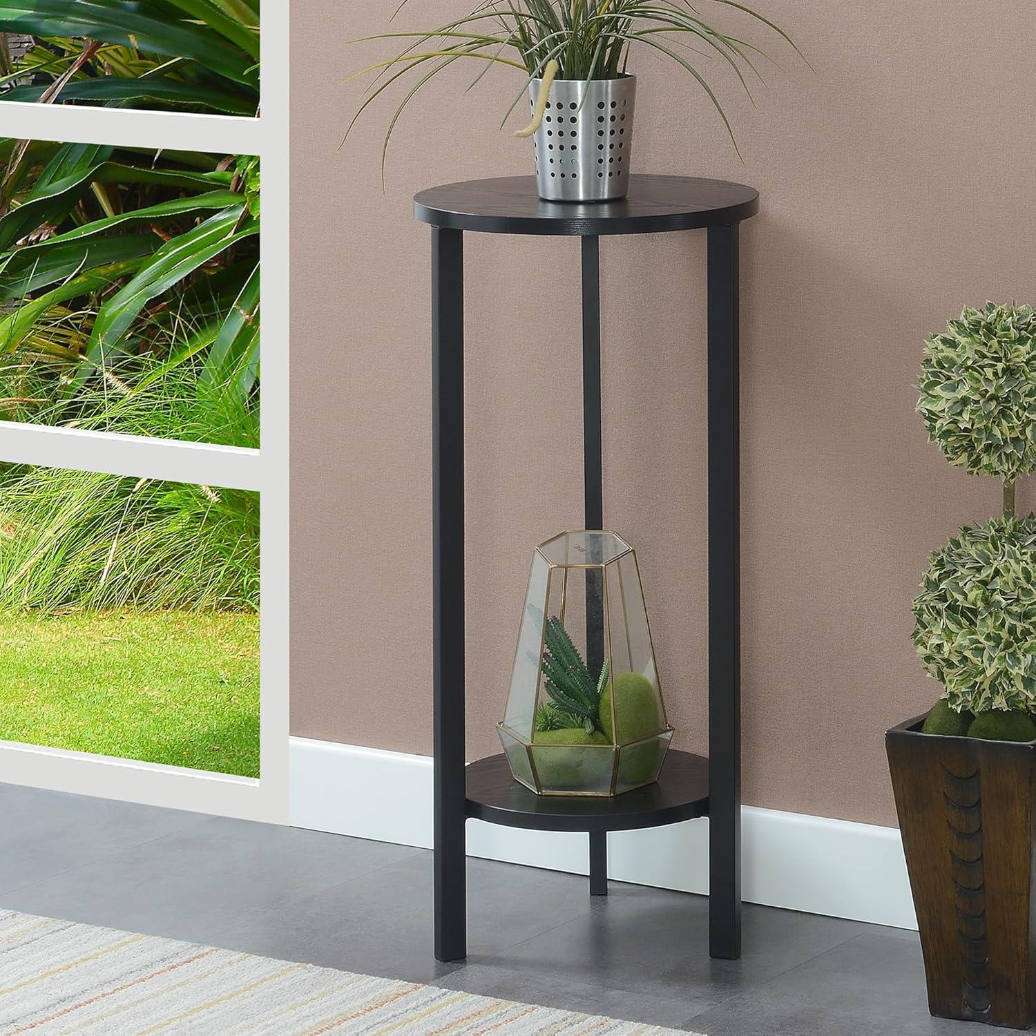 Convenience Concepts Graystone 31-inch 2 Tier Plant Stand, Black/Black