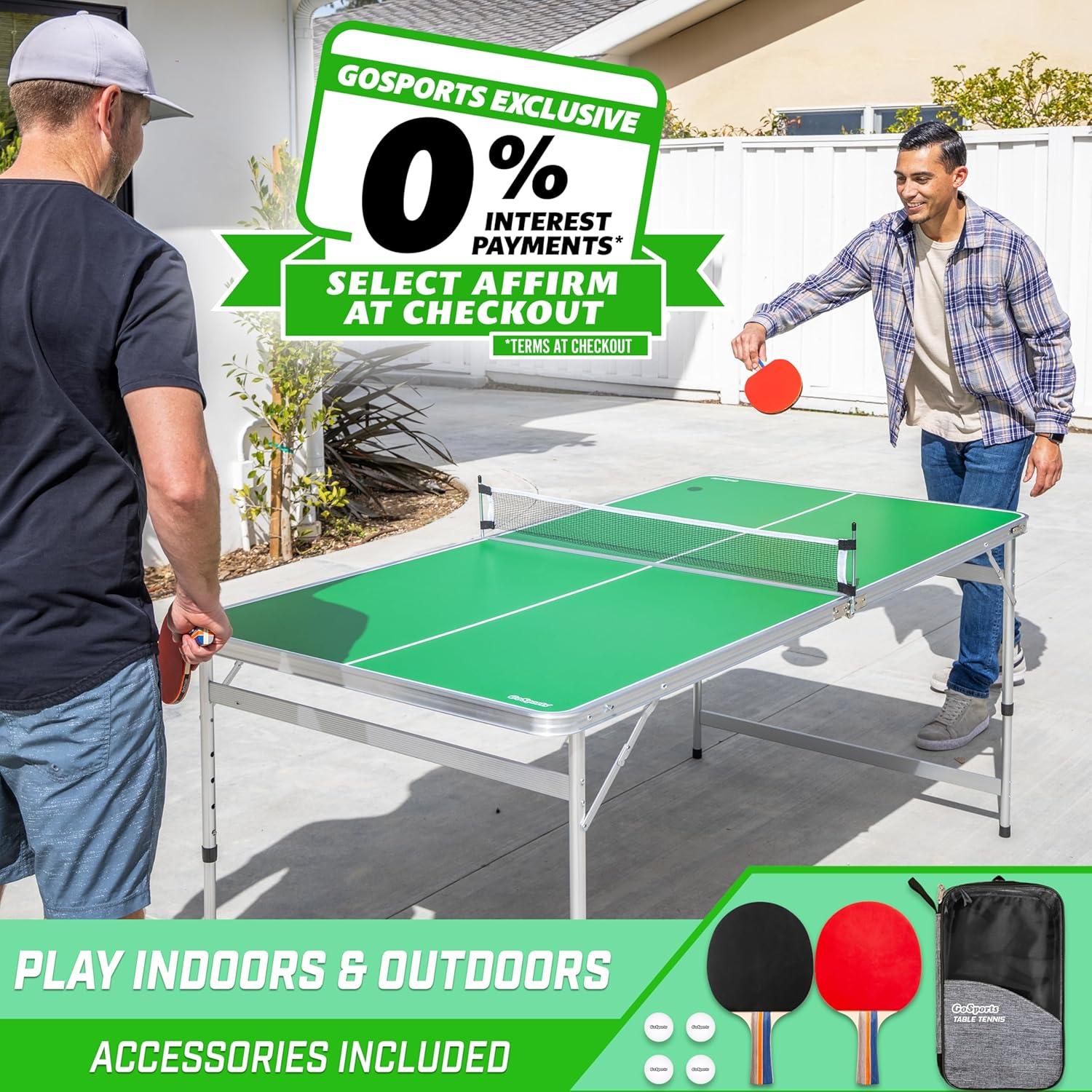 GoSports GoSports Foldable Indoor/Outdoor Table Tennis Table with Paddles and Balls - 6 x 3 ft
