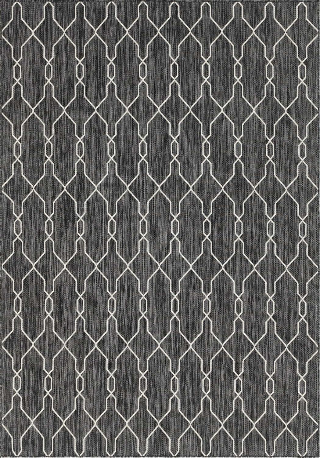 Unique Loom Outdoor Trellis Collection Area Rug - Links Trellis (7' 10" x 11' Rectangle Blue/Ivory)