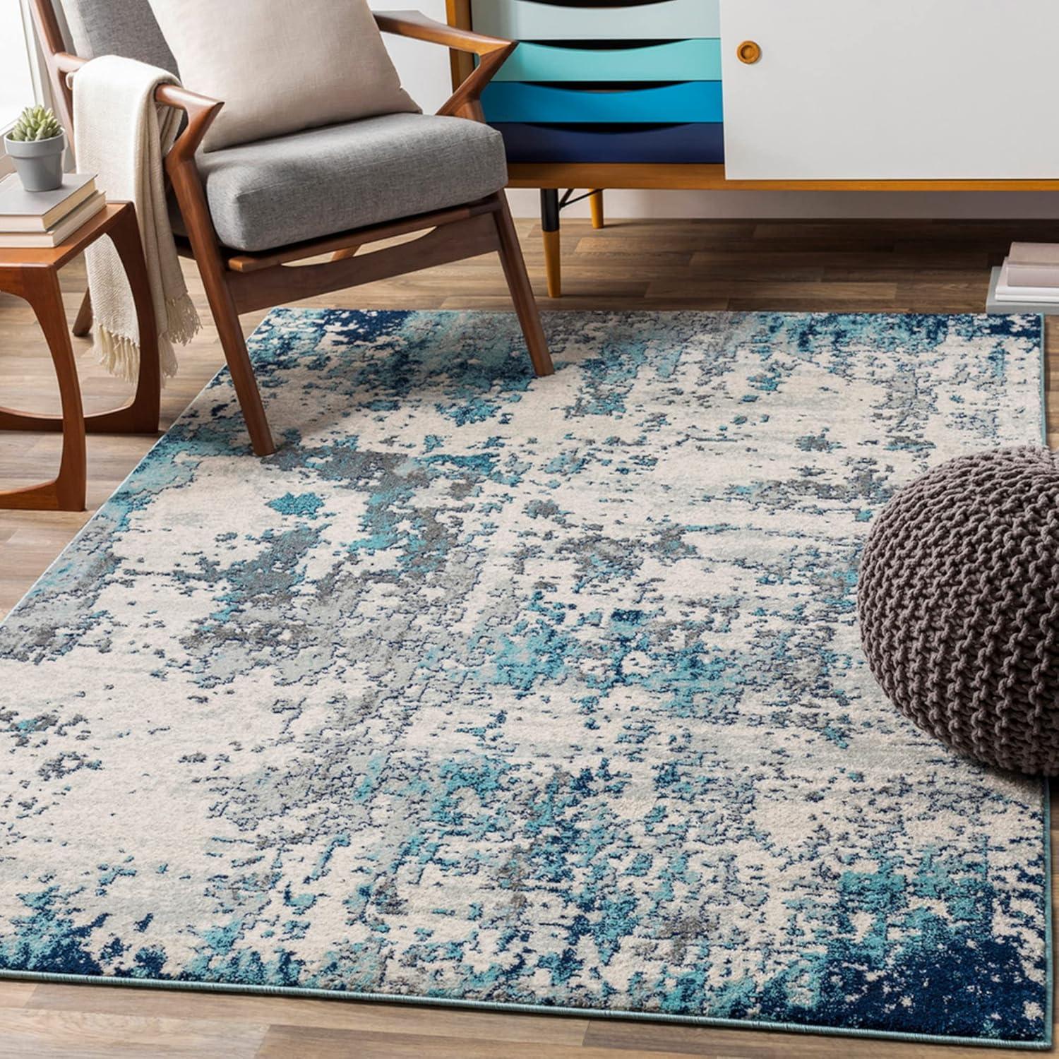 Livabliss Sunderland Modern Abstract Area Rug,5'3" x 7'3",Blue