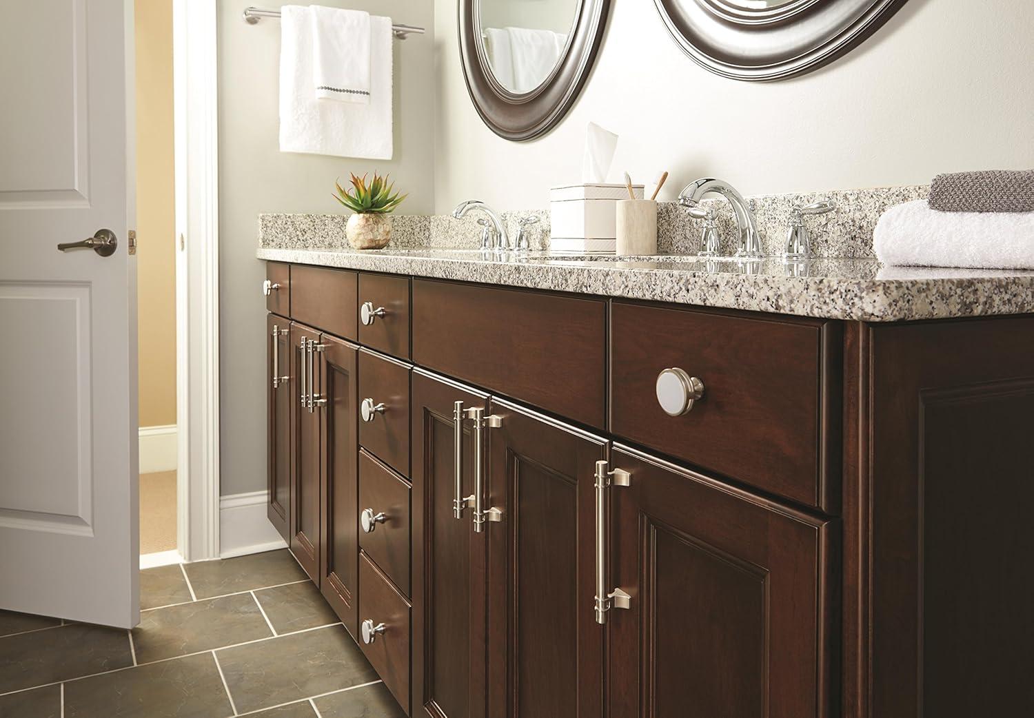 Amerock Davenport 5-1/16 inch (128mm) Center-to-Center Satin Nickel Cabinet Pull