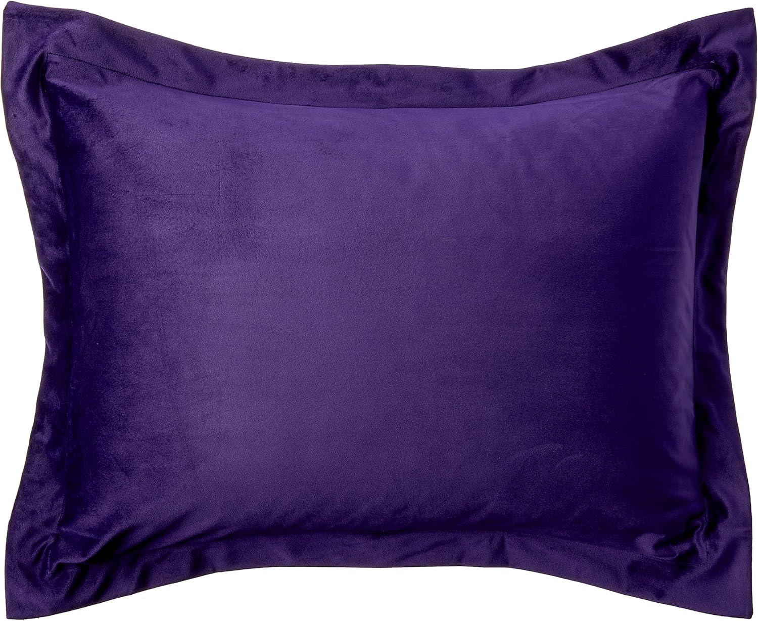 3pc Queen Venice Velvet Oversized Solid Duet Set Purple - Tribeca Living: Luxurious Polyester, Reversible, OEKO-TEX Certified