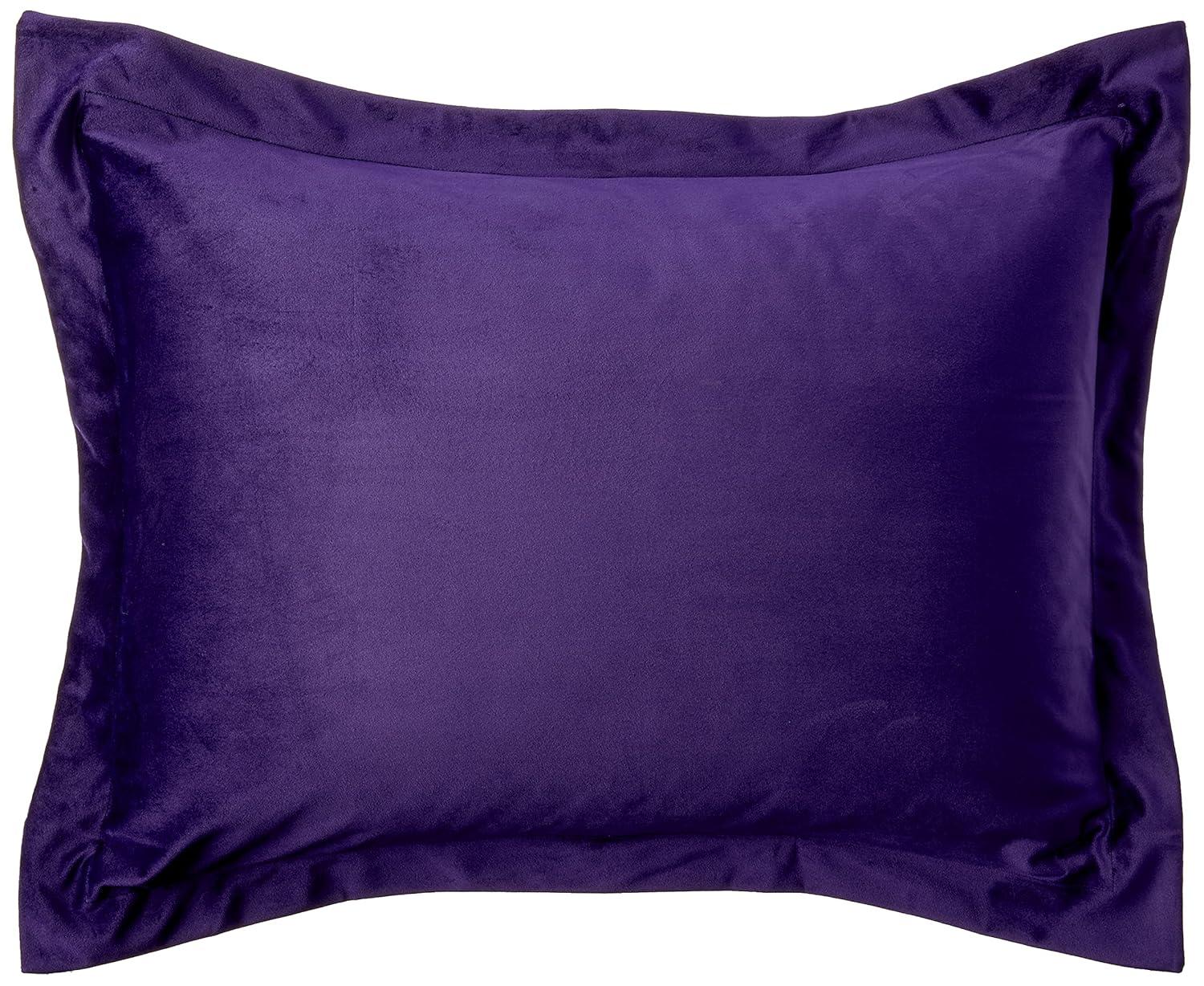 3pc Queen Venice Velvet Oversized Solid Duet Set Purple - Tribeca Living: Luxurious Polyester, Reversible, OEKO-TEX Certified