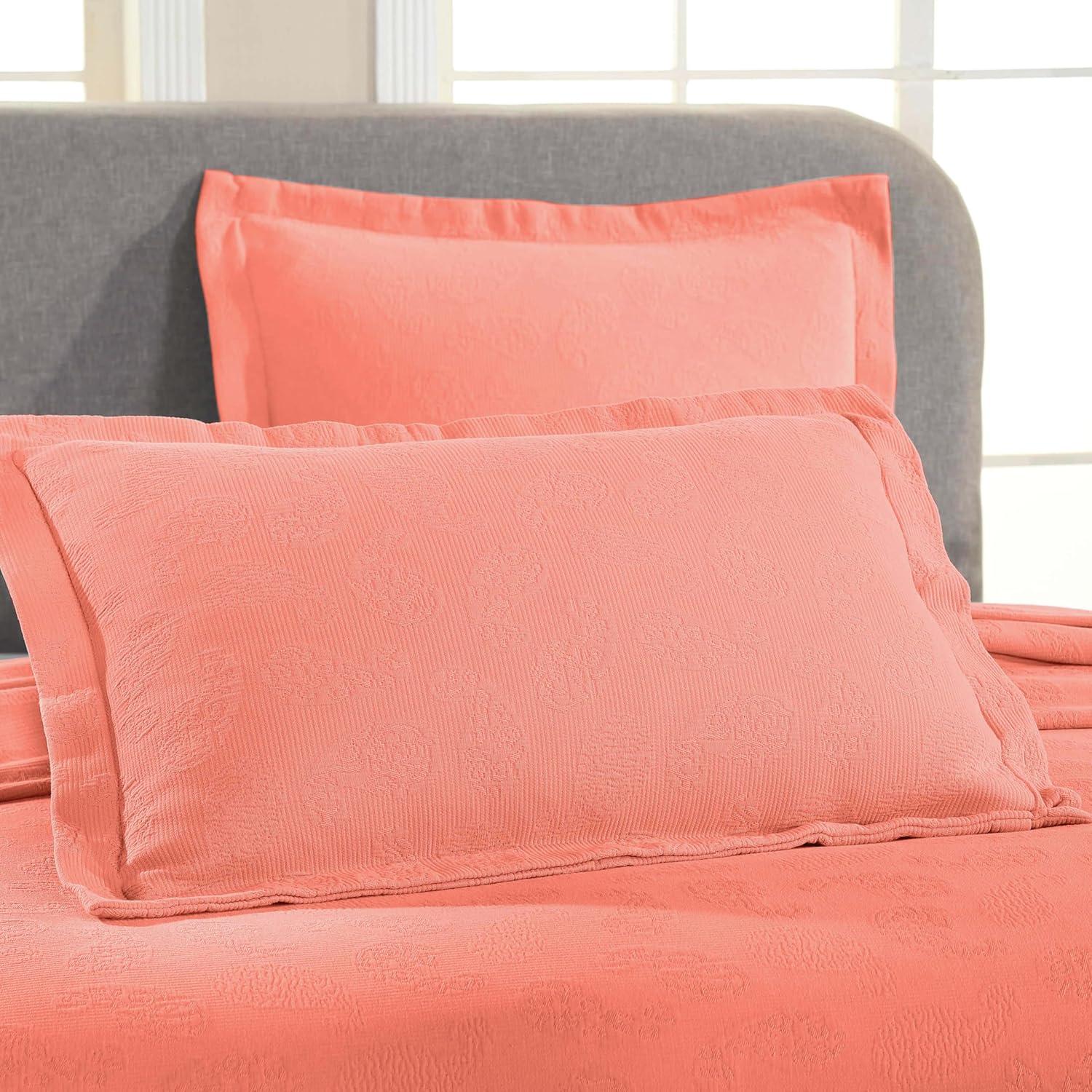 Coral Twin Cotton Paisley Bedspread Set