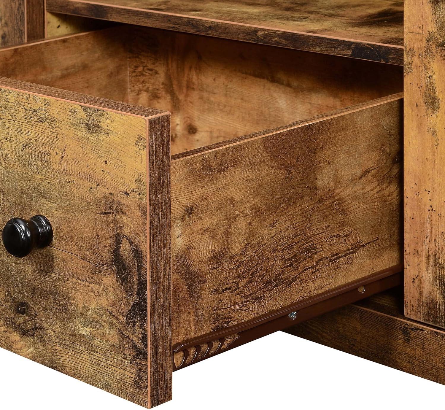 Convenience Concepts Newport Park Lane 1 Drawer TV Stand with Storage Cabinets and Shelves for TVs up to 65 Inches, Barnwood