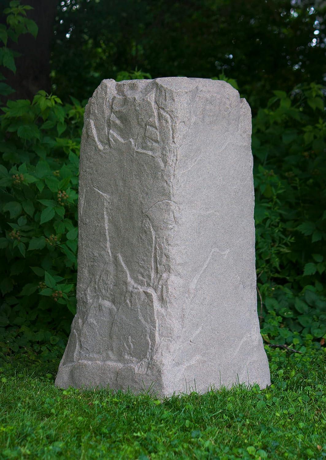 Tall Beige Resin Utility Cover Landscape Rock