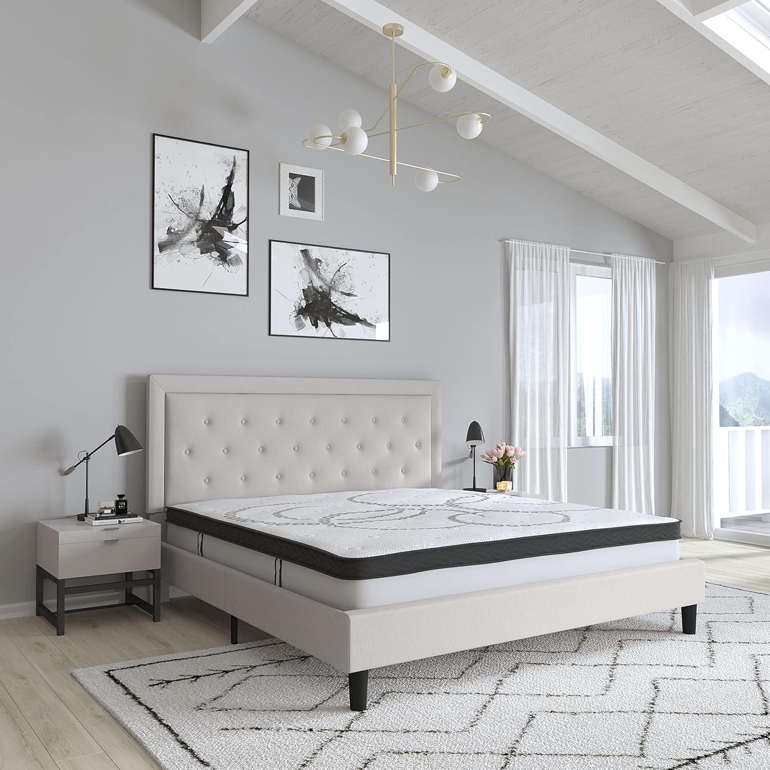 Merrick Lane 10 Inch Hybrid Full Size Mattress CertiPUR-US Certified Foam & Pocket Spring Mattress in a Box