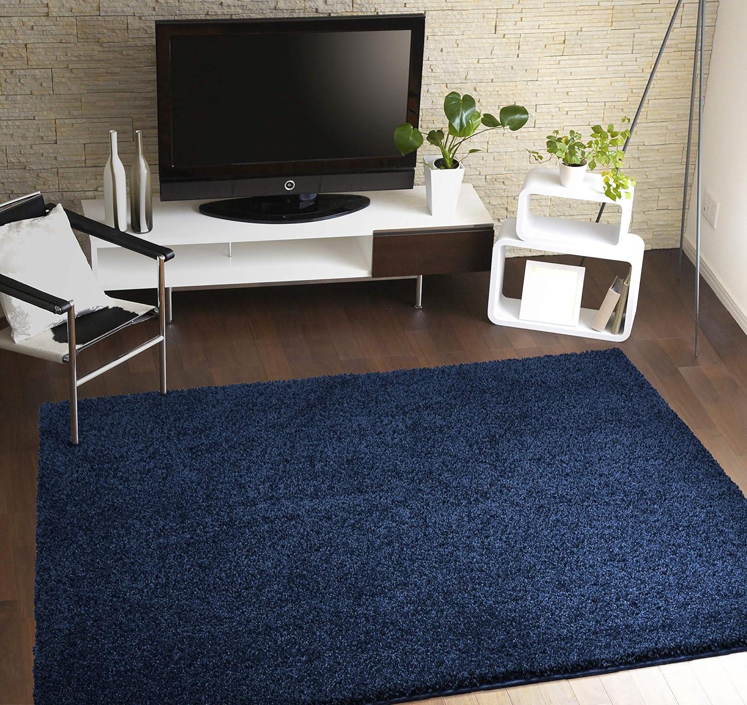 Garland Rug Skyline Shag Navy Indoor Area Rug, 5' x 7'