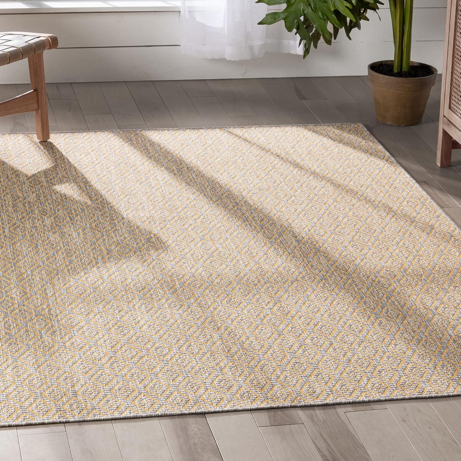 Milo Sienna Modern Solid Pattern Yellow Flat-Weave Indoor/Outdoor Rug