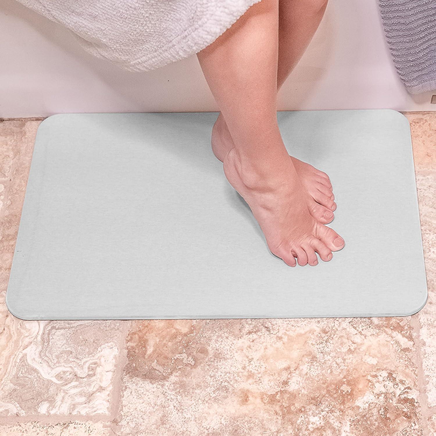 Gray Diatomaceous Earth Quick-Dry Rectangular Bath Mat