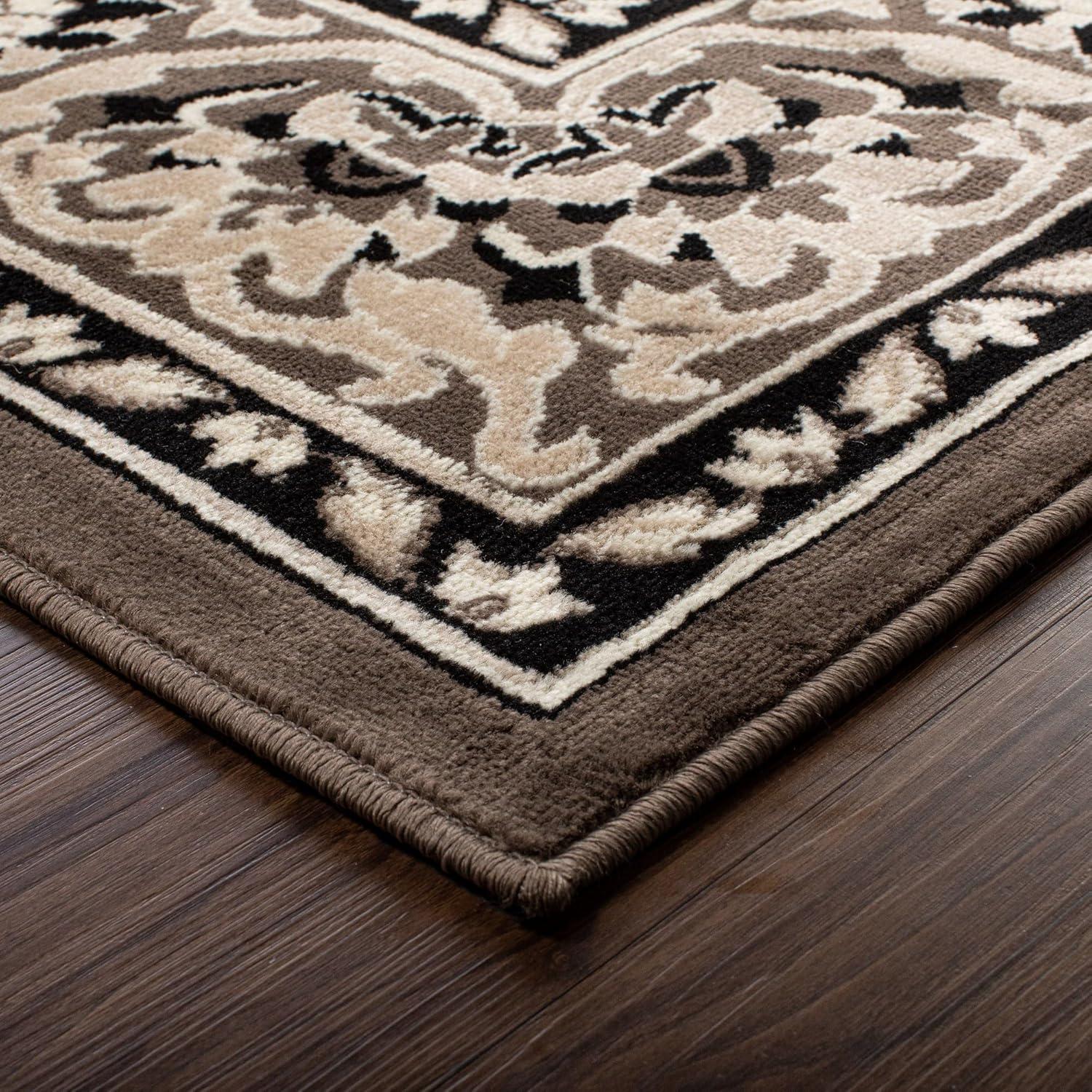 Superior Glendale Brown 2 ft. x 3 ft. Floral Medallion Polypropylene Area Rug