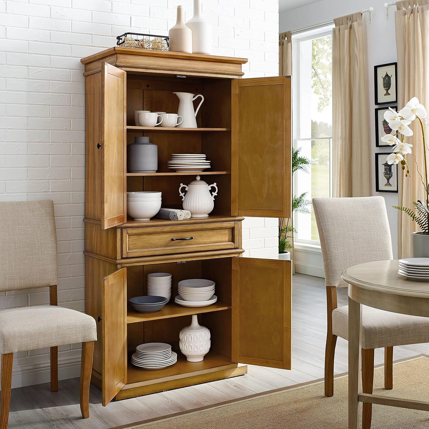 Parsons Pantry Storage Wood/Mahogany - Crosley: Adjustable Shelving, Drawer, Traditional Style