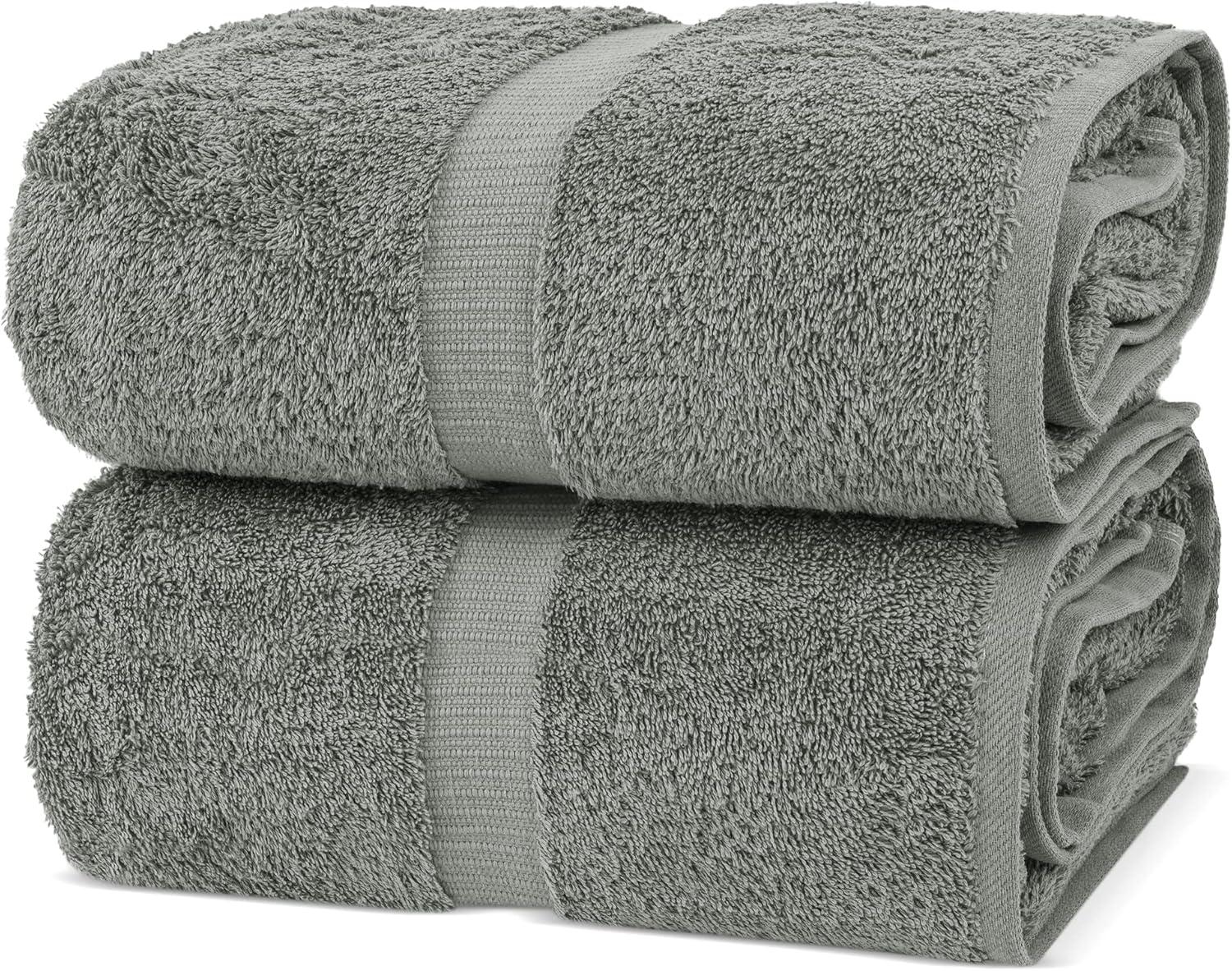 Oversized Gray Turkish Cotton Bath Towels Set