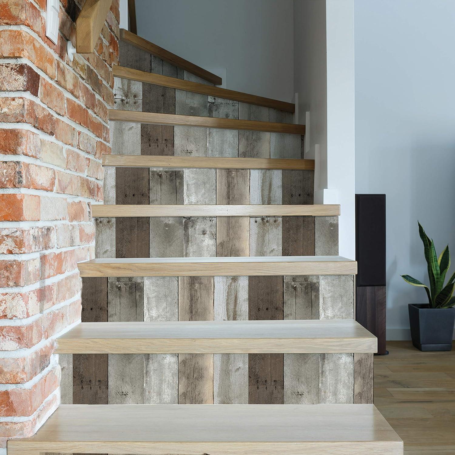 Tempaper Repurposed Wood Weathered Peel and Stick Wallpaper, 20.5" x 16.5'