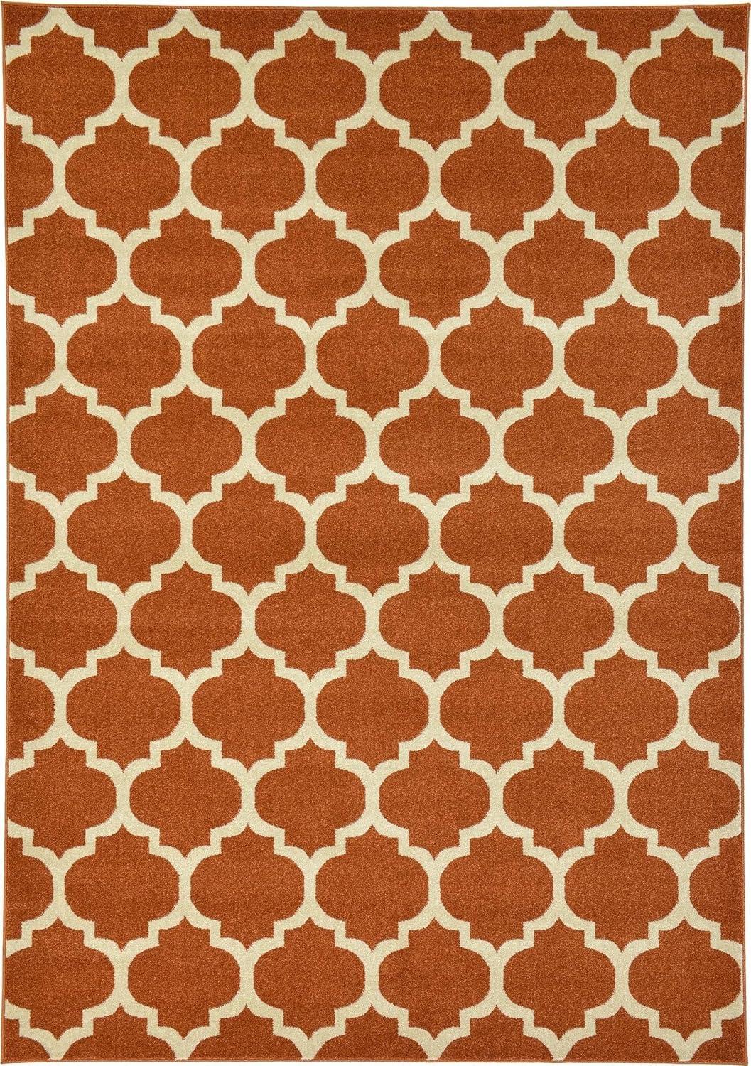 Elegant Terracotta Trellis 7' x 10' Indoor Rug - Stain-resistant and Easy Care