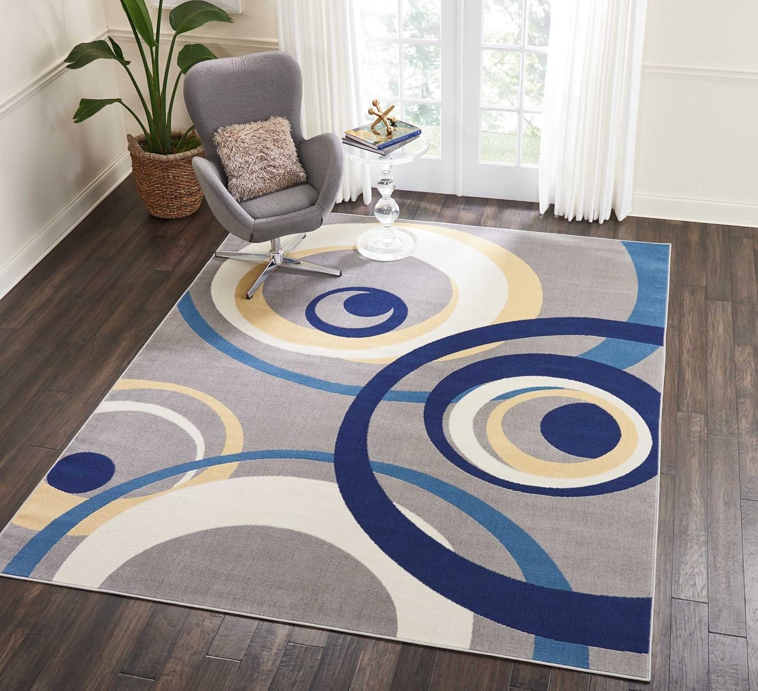 Nourison Grafix 7'10" x 9'10" (8' x 10') Grey Area Rug Retro Contemporary Geometric by Nourison