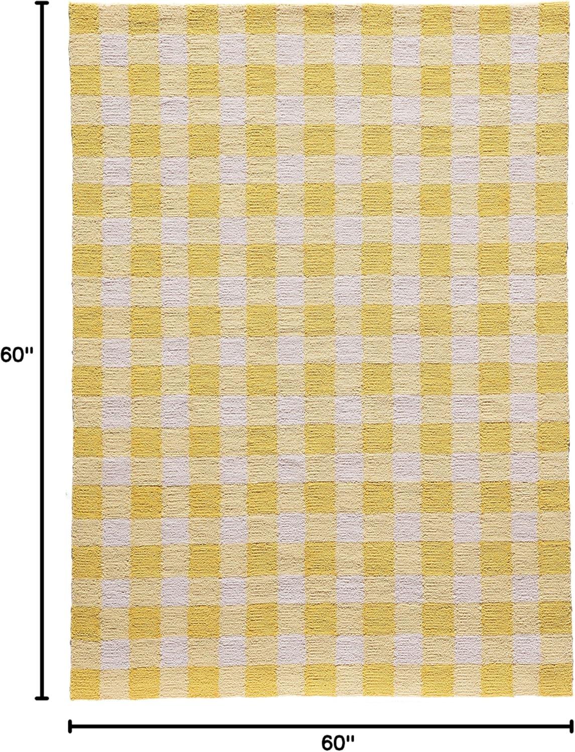 Gingham Rug - Yellow - (5'x7') - Momeni: Geometric Tufted Indoor Area Rug, Low Pile, Cotton Backing, Spot Clean