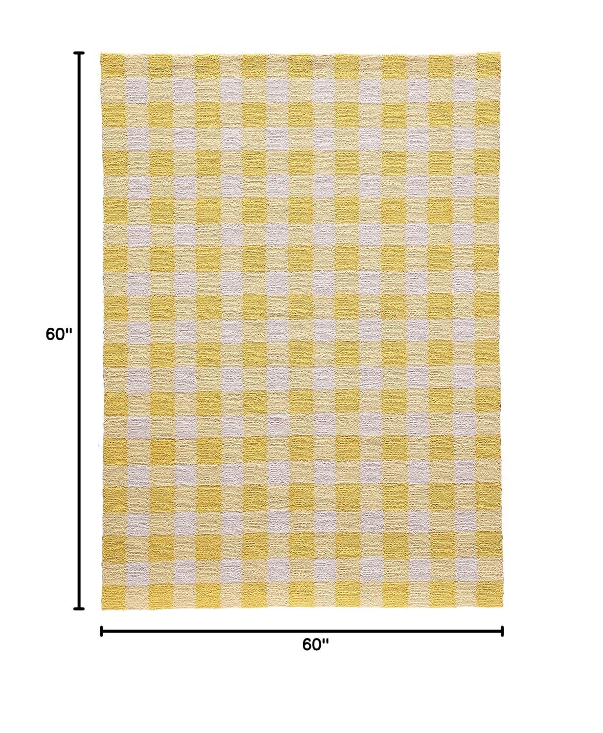 Gingham Rug - Yellow - (5'x7') - Momeni: Geometric Tufted Indoor Area Rug, Low Pile, Cotton Backing, Spot Clean